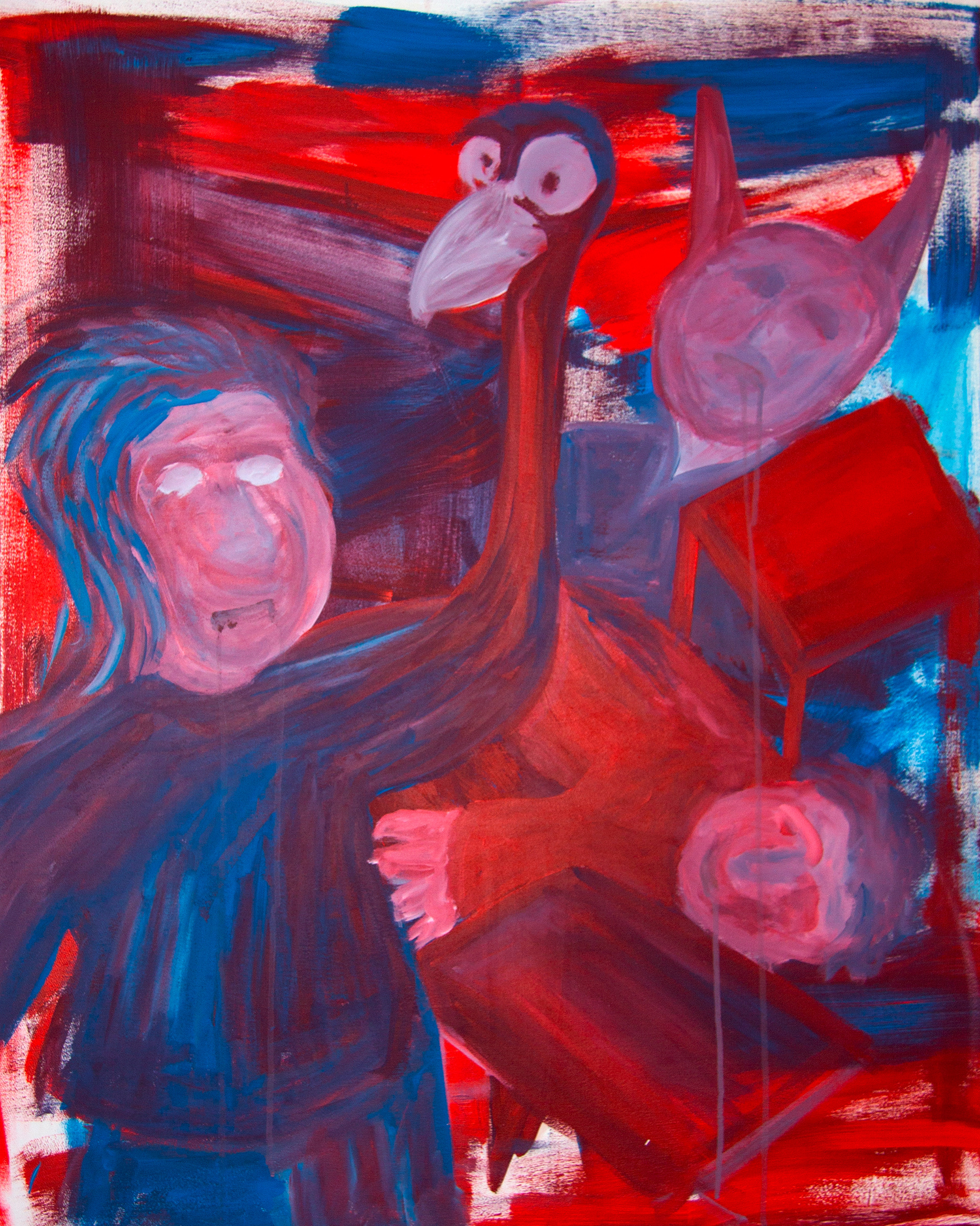 Der Storch im Raum / 80 x 100 cm / Acryl auf Leinwand