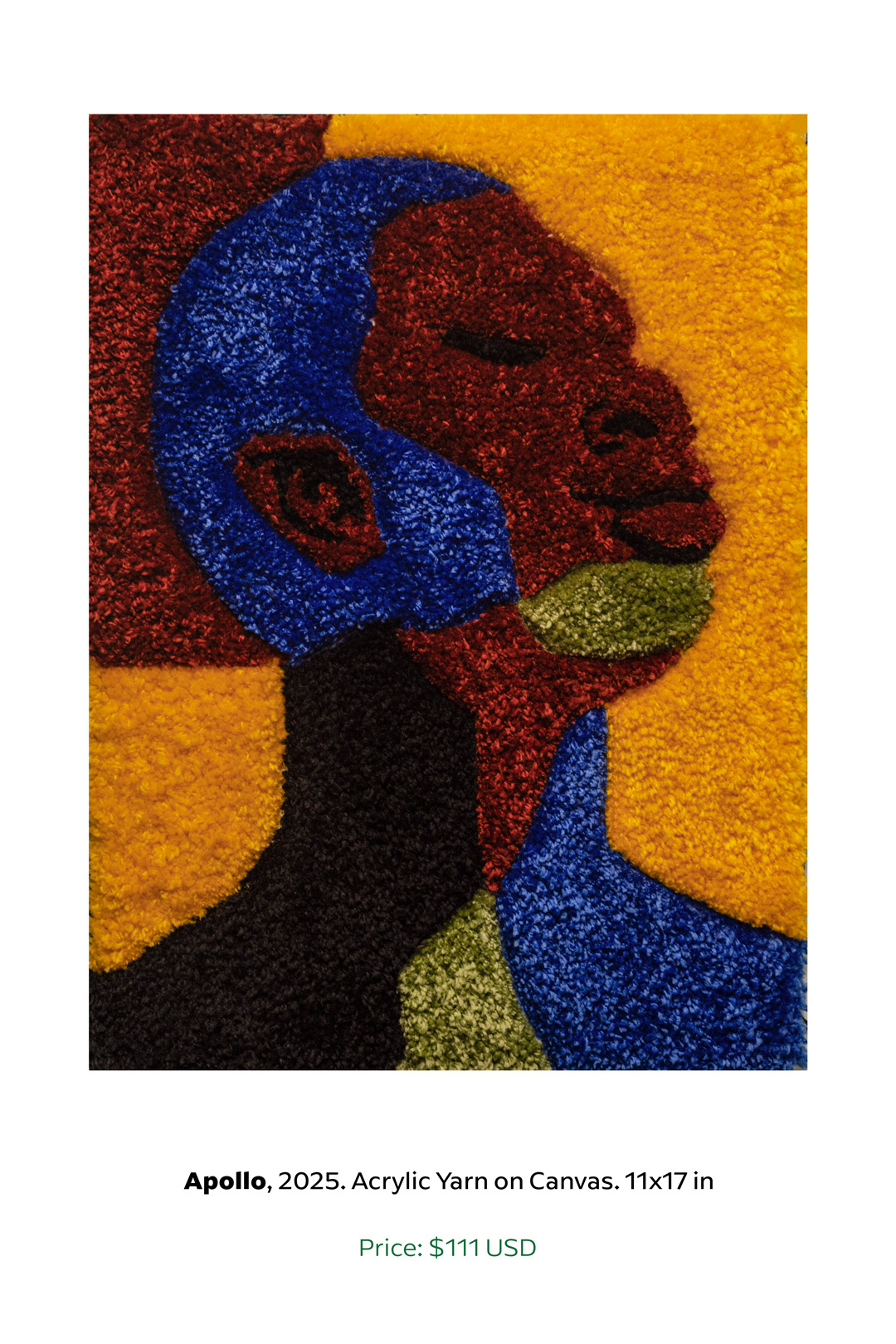 Apollo, 2025. Acrylic Yarn on Canvas. 11x17 in