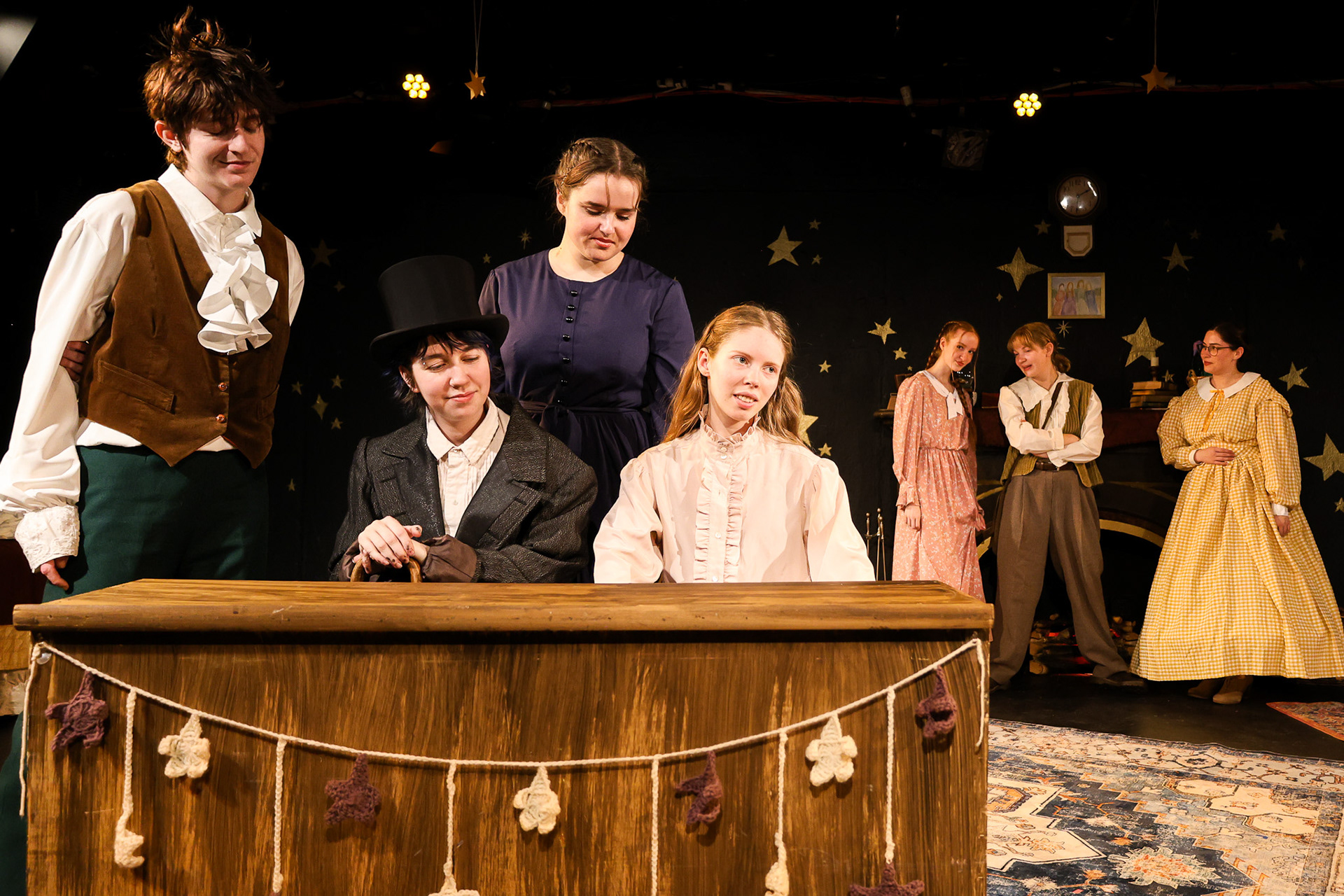 Little Women by Kate Hamill. (Adapted from the novel by Luisa May Alcott) Directed by Oona Hutchman. Produced by Downstage Theatre Company. Performed on December 5th, 6th, and 7th of 2024 at Sarah Lawrence College.