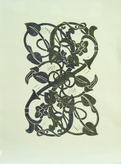 Cucumber Vines // Linocut // 6" x 8" // 2009