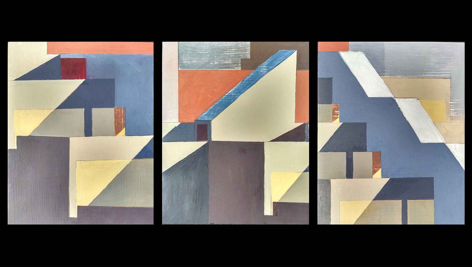 Looking East // Oil on Chalk Gesso // 3 8" x 10" Panels // 2016