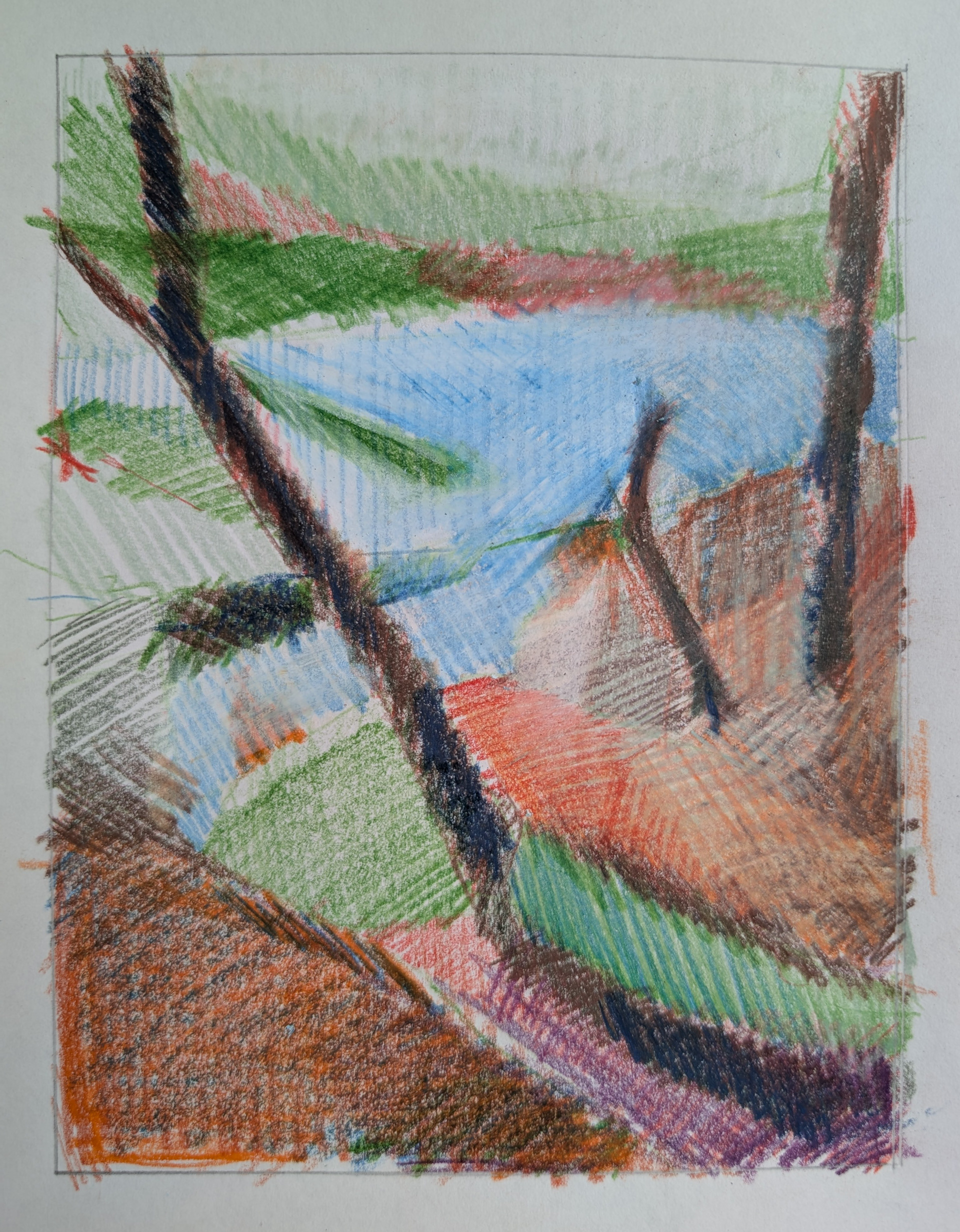 Colored Pencil Sketch of River