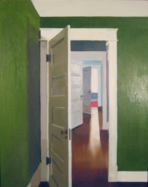 Hallway - Green // Oil on Wood // 16" x 20" // 2009