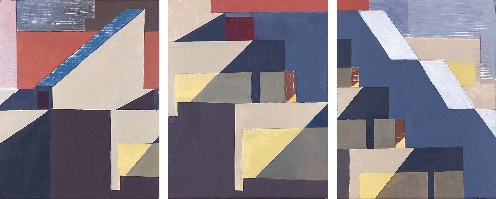Looking East // Oil on Chalk Gesso // Three 8" x 10" Wood Panels // 2015