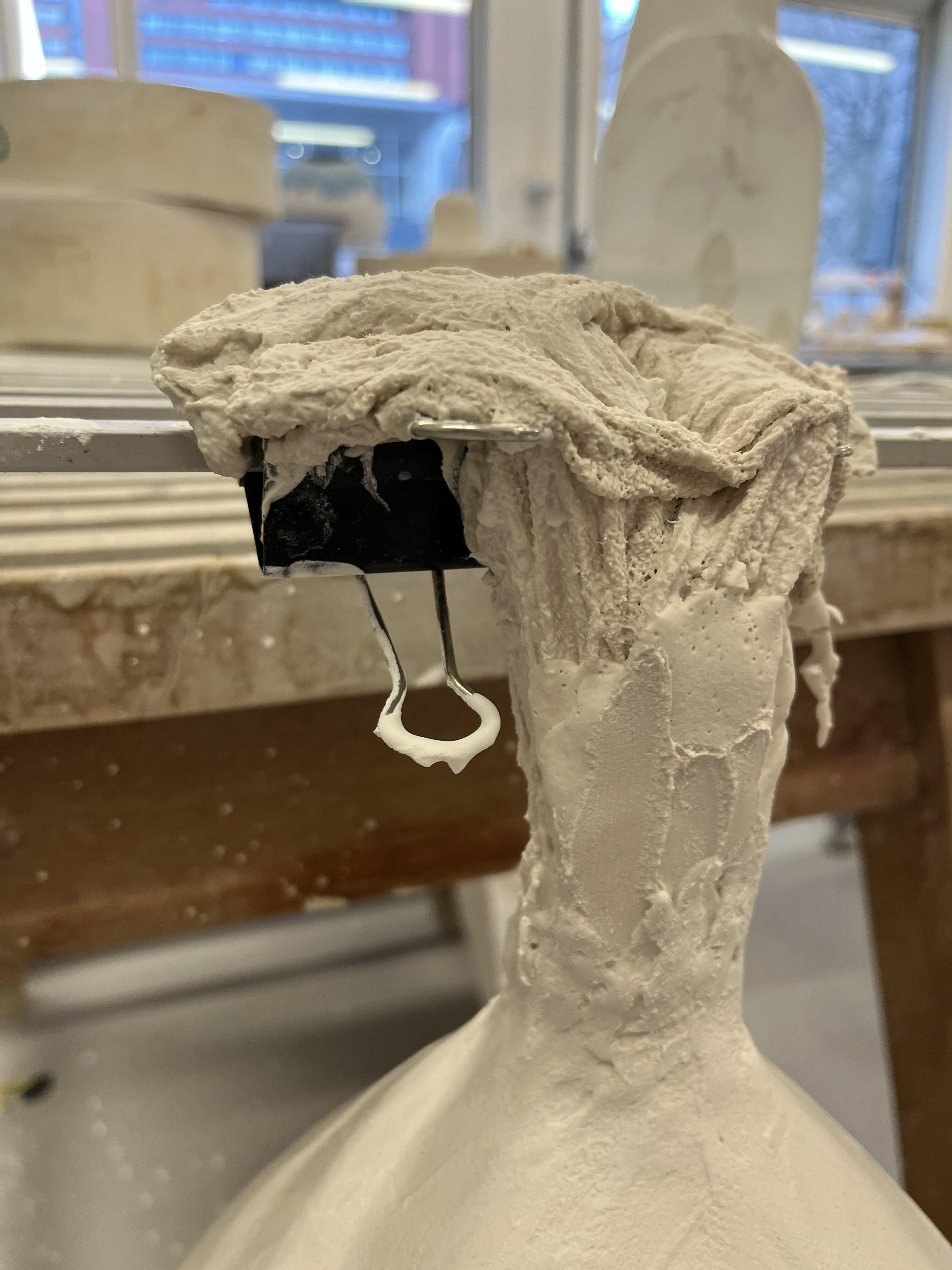 Detail of the top "handle" of the balloon, enlarged to ensure the eventual negative cast would have a sufficient "exit point" when wax would be poured in/out.