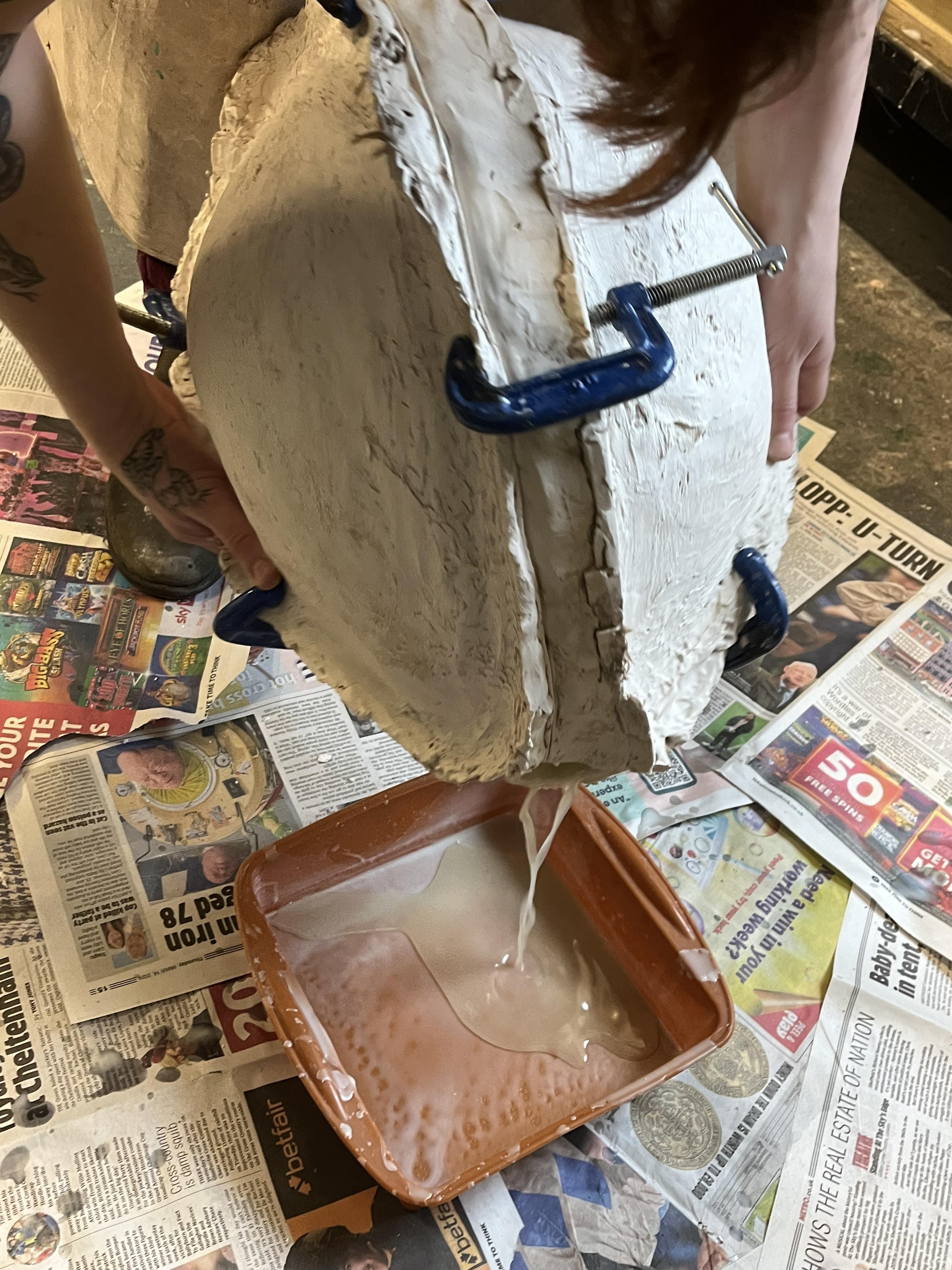 First attempt of wax balloon in the wax workshop.