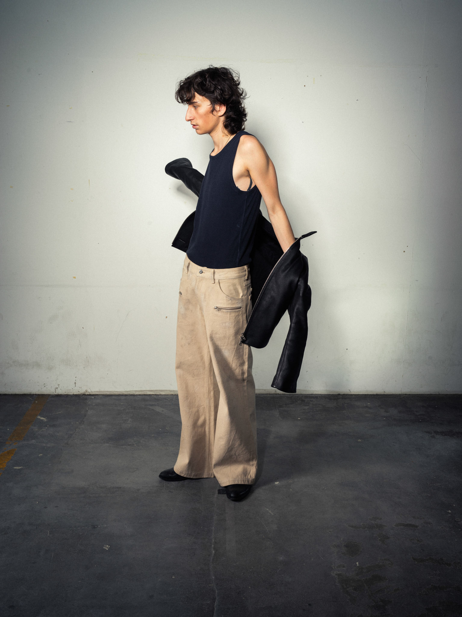 Deer Zip Leather Jacket, Regional German Deer Leather, Black - Flarred Zipper Jeans, 100% Sustainable Hemp, Beige/Sand