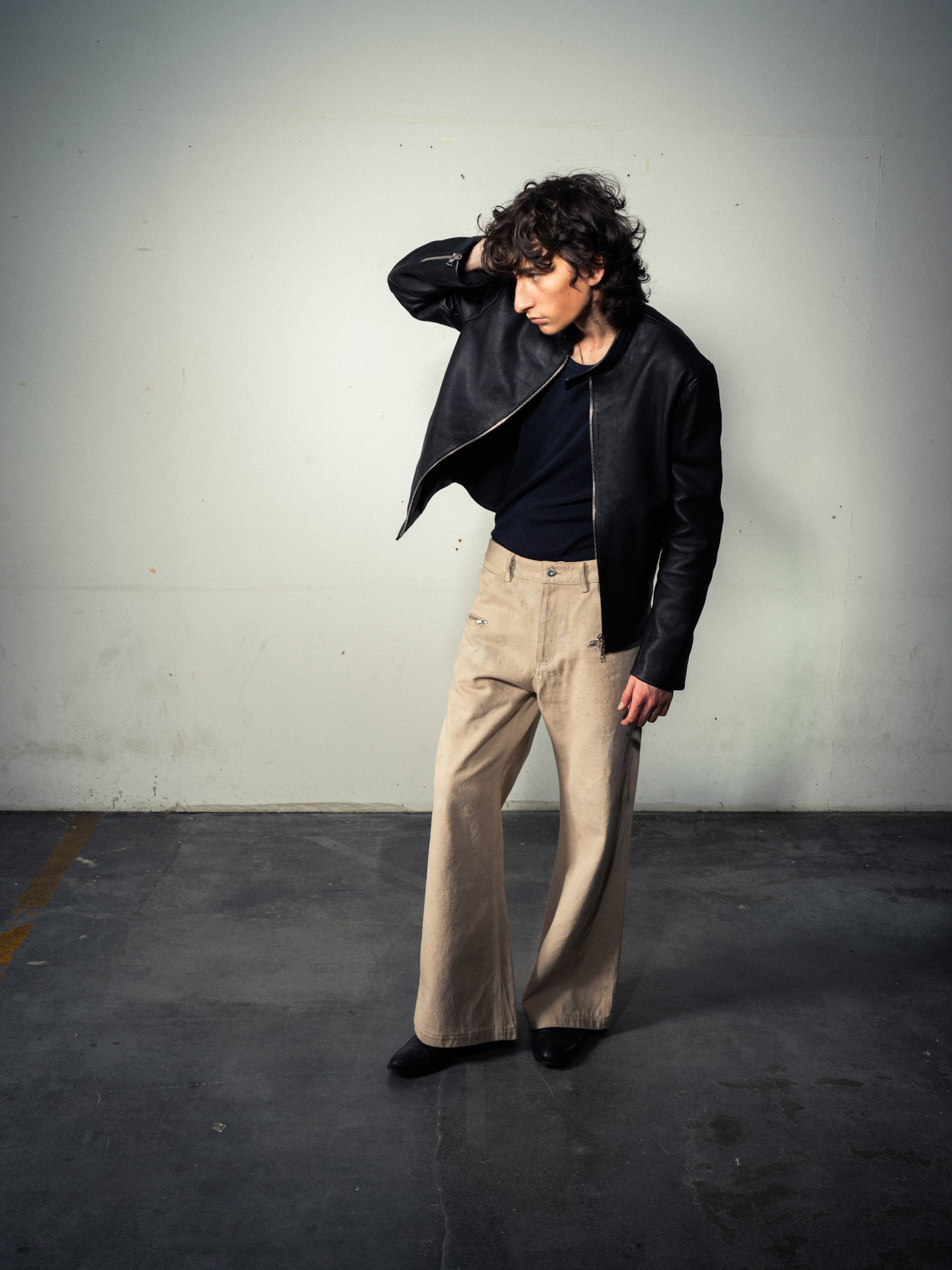 Deer Zip Leather Jacket, Regional German Deer Leather, Black - Flarred Zipper Jeans, 100% Sustainable Hemp, Beige/Sand