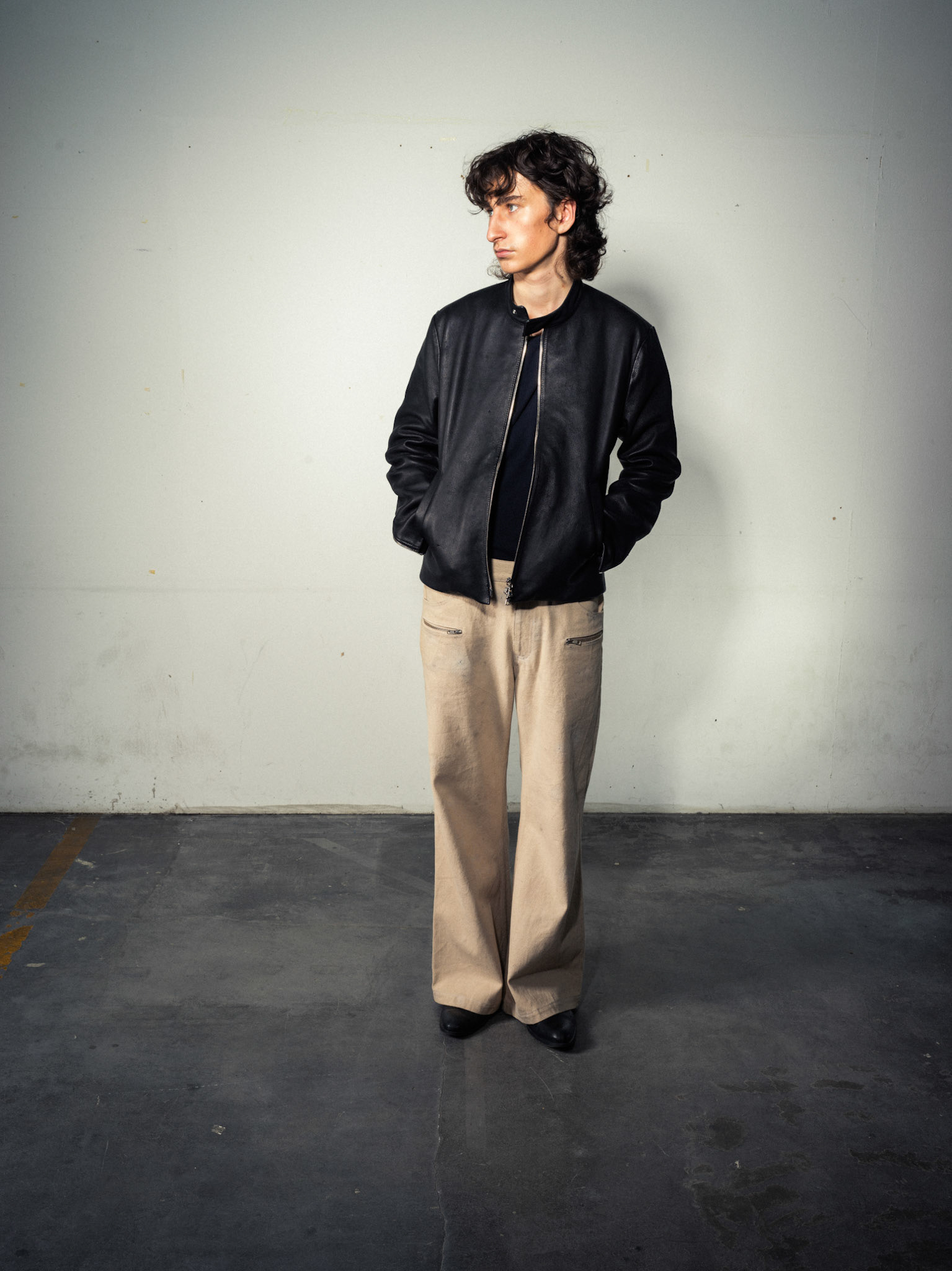 Deer Zip Leather Jacket, Regional German Deer Leather, Black - Flarred Zipper Jeans, 100% Sustainable Hemp, Beige/Sand