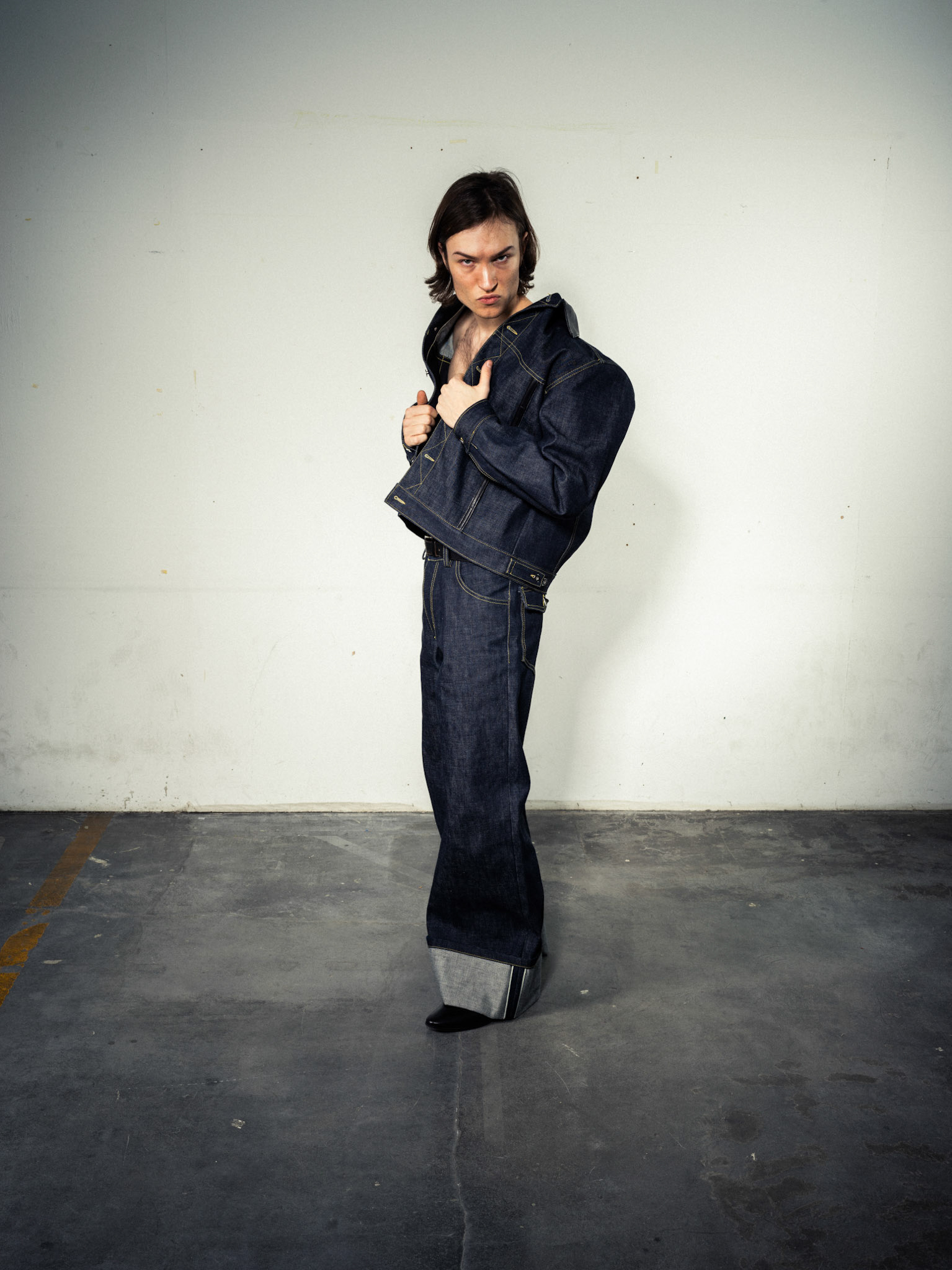 Raw Denim Jacket: Bio Cotton, Indigo - Raw Denim Jeans: Bio Cotton, Indigo