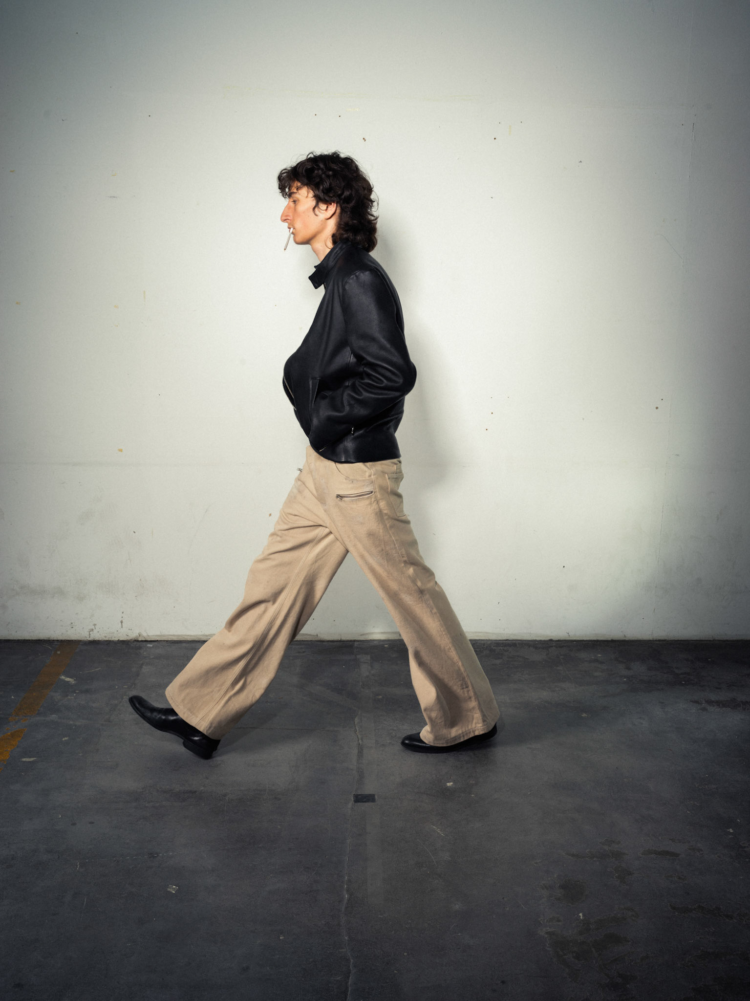 Deer Zip Leather Jacket, Regional German Deer Leather, Black - Flarred Zipper Jeans, 100% Sustainable Hemp, Beige/Sand