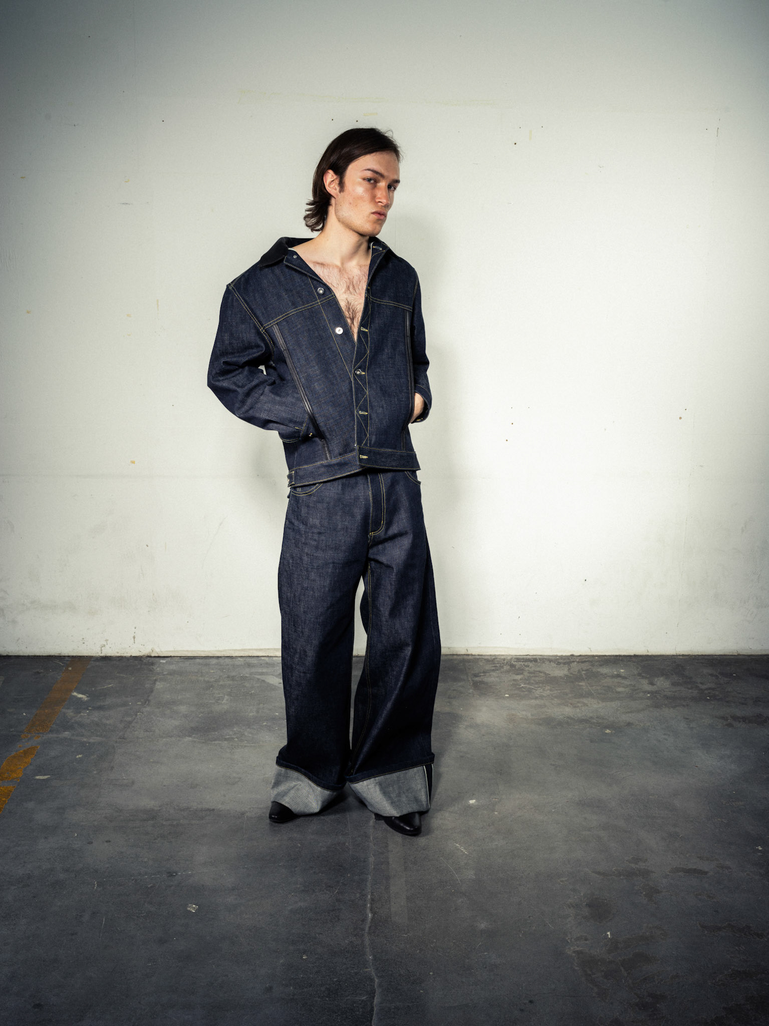 Raw Denim Jacket: Bio Cotton, Indigo - Raw Denim Jeans: Bio Cotton, Indigo