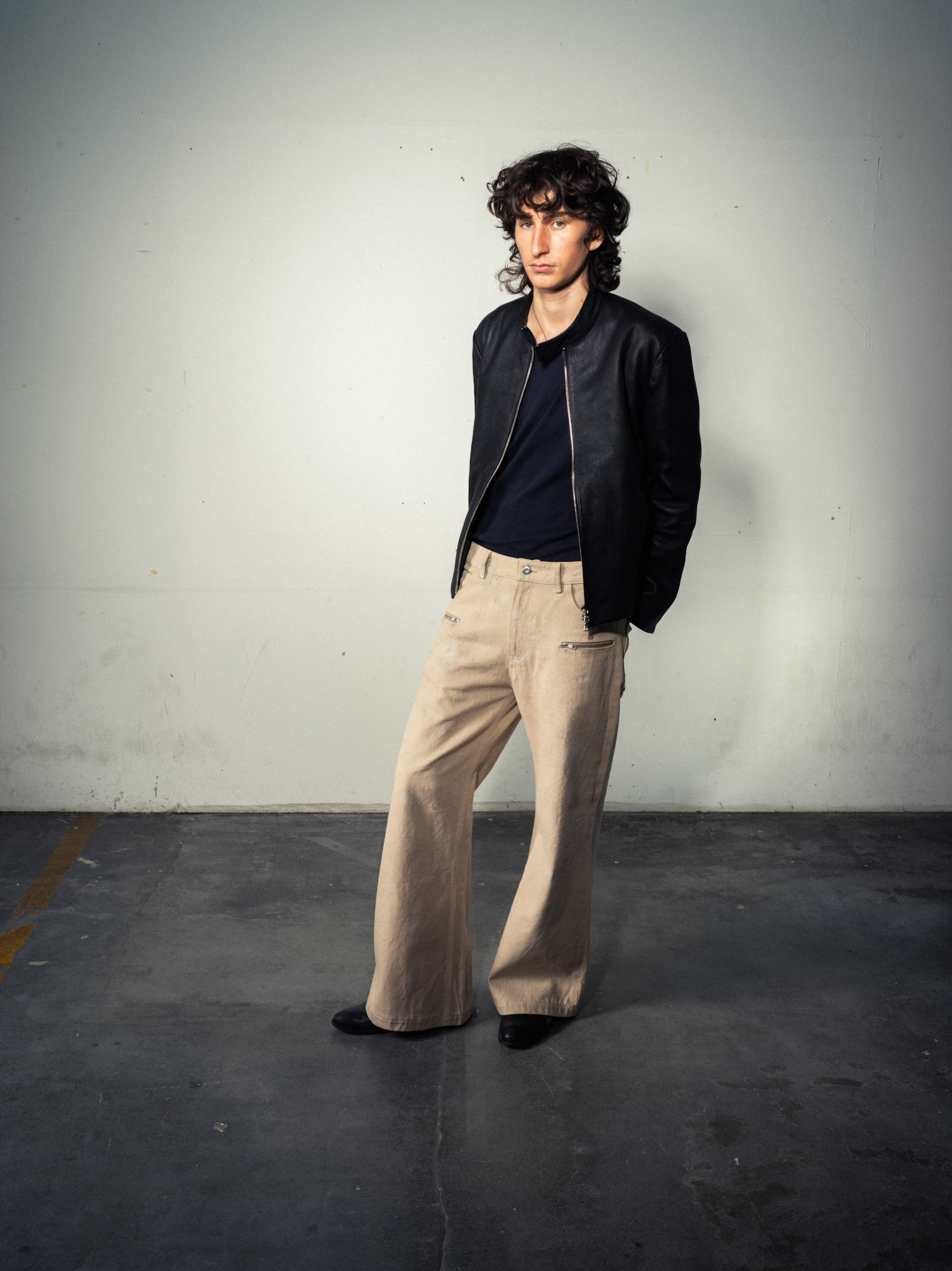 Deer Zip Leather Jacket, Regional German Deer Leather, Black - Flarred Zipper Jeans, 100% Sustainable Hemp, Beige/Sand