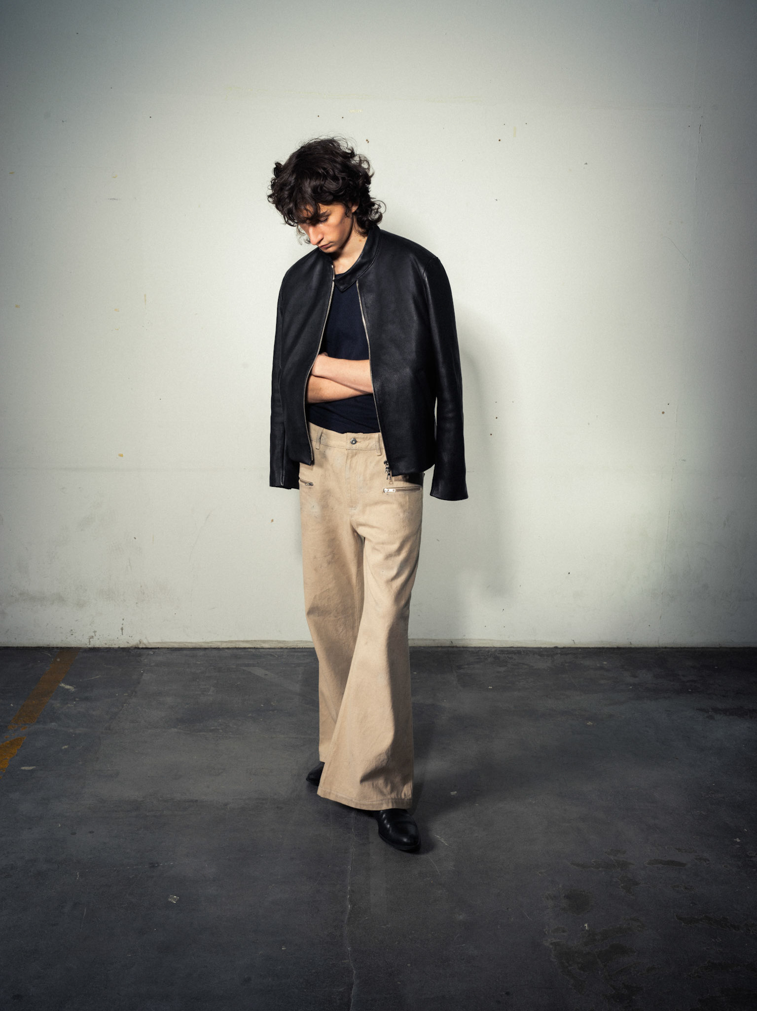 Deer Zip Leather Jacket, Regional German Deer Leather, Black - Flarred Zipper Jeans, 100% Sustainable Hemp, Beige/Sand