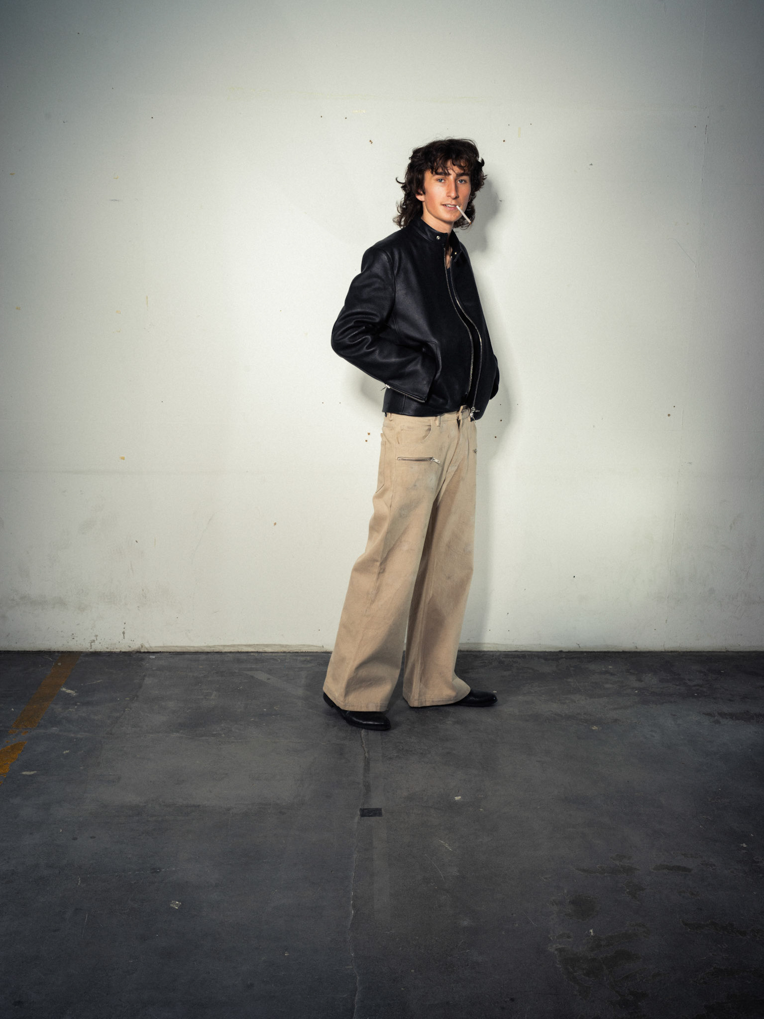 Deer Zip Leather Jacket, Regional German Deer Leather, Black - Flarred Zipper Jeans, 100% Sustainable Hemp, Beige/Sand