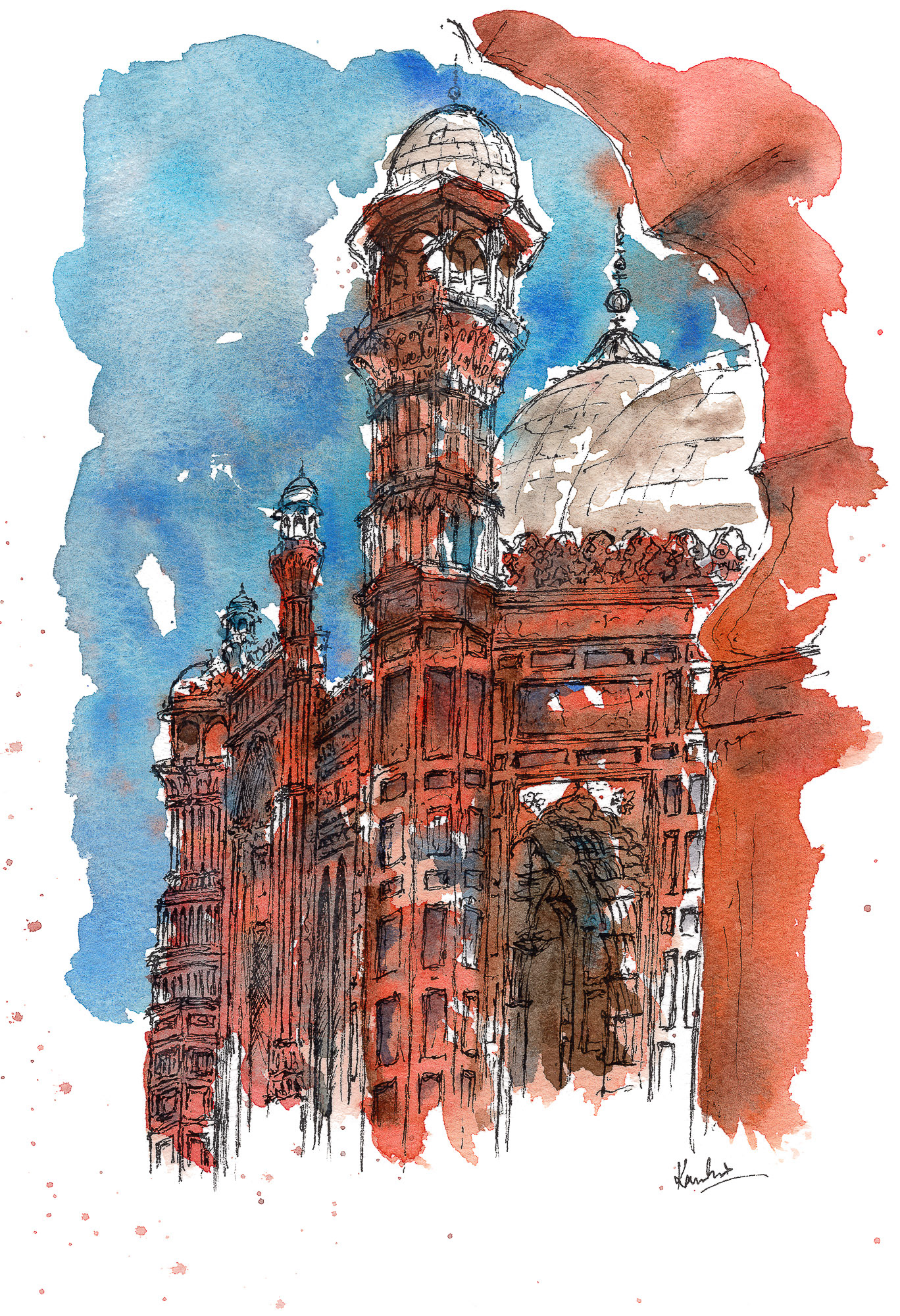 Badshahi Mosque, Lahore - 8"x10"