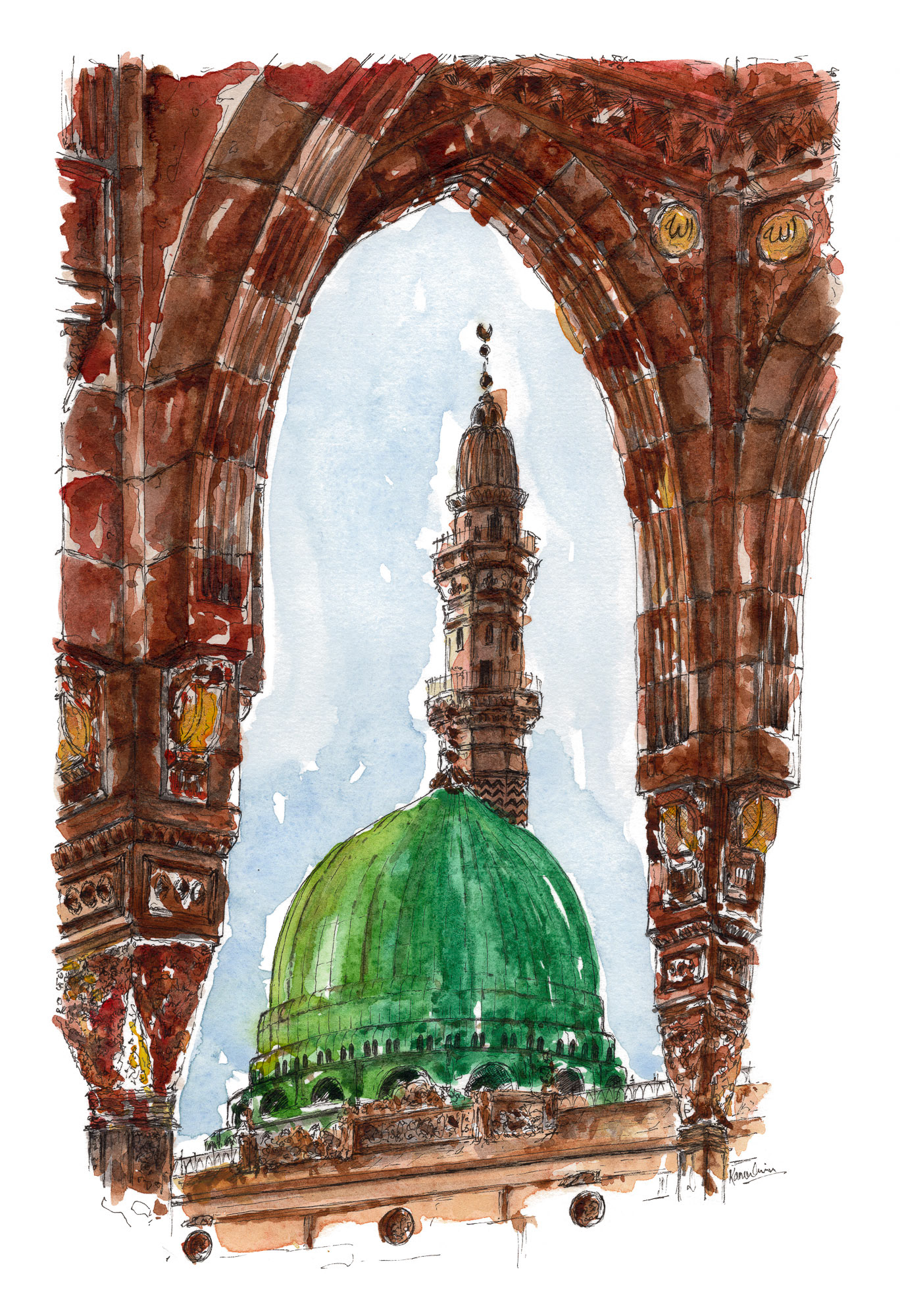 Masjid ul Nabwi, Medina - 9'x12"