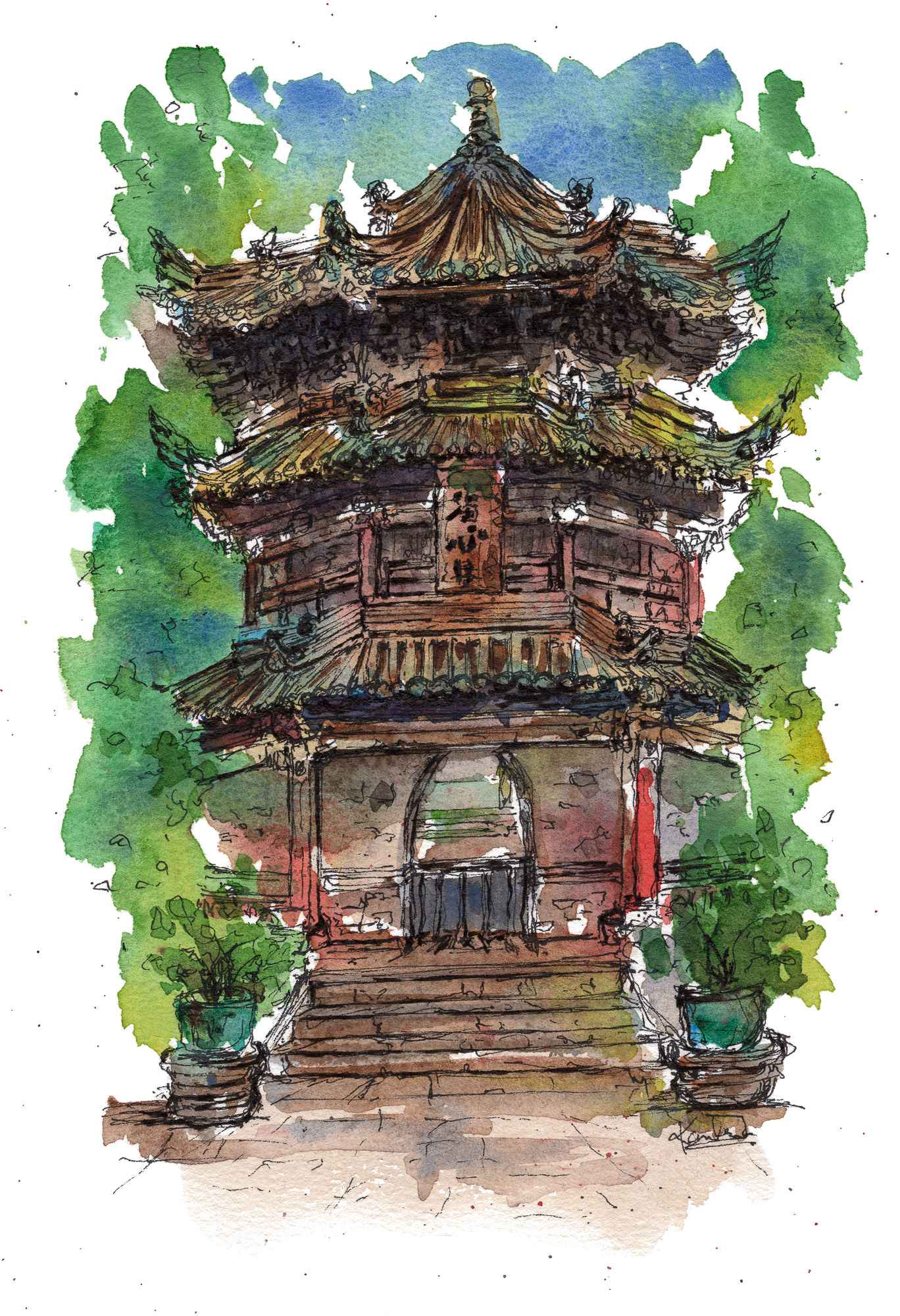The Great Mosque of Xi'an, China - 8"x10"