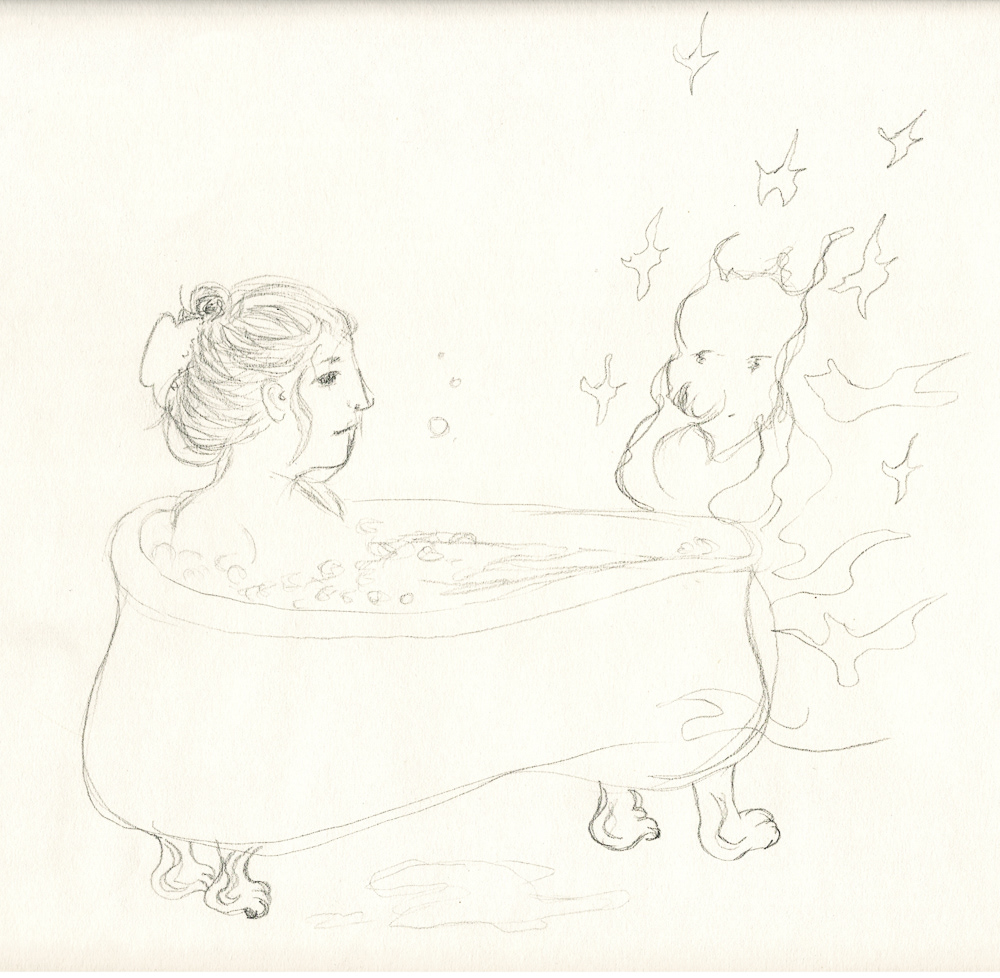 Tule kanssani kylpyyn / sketchbook