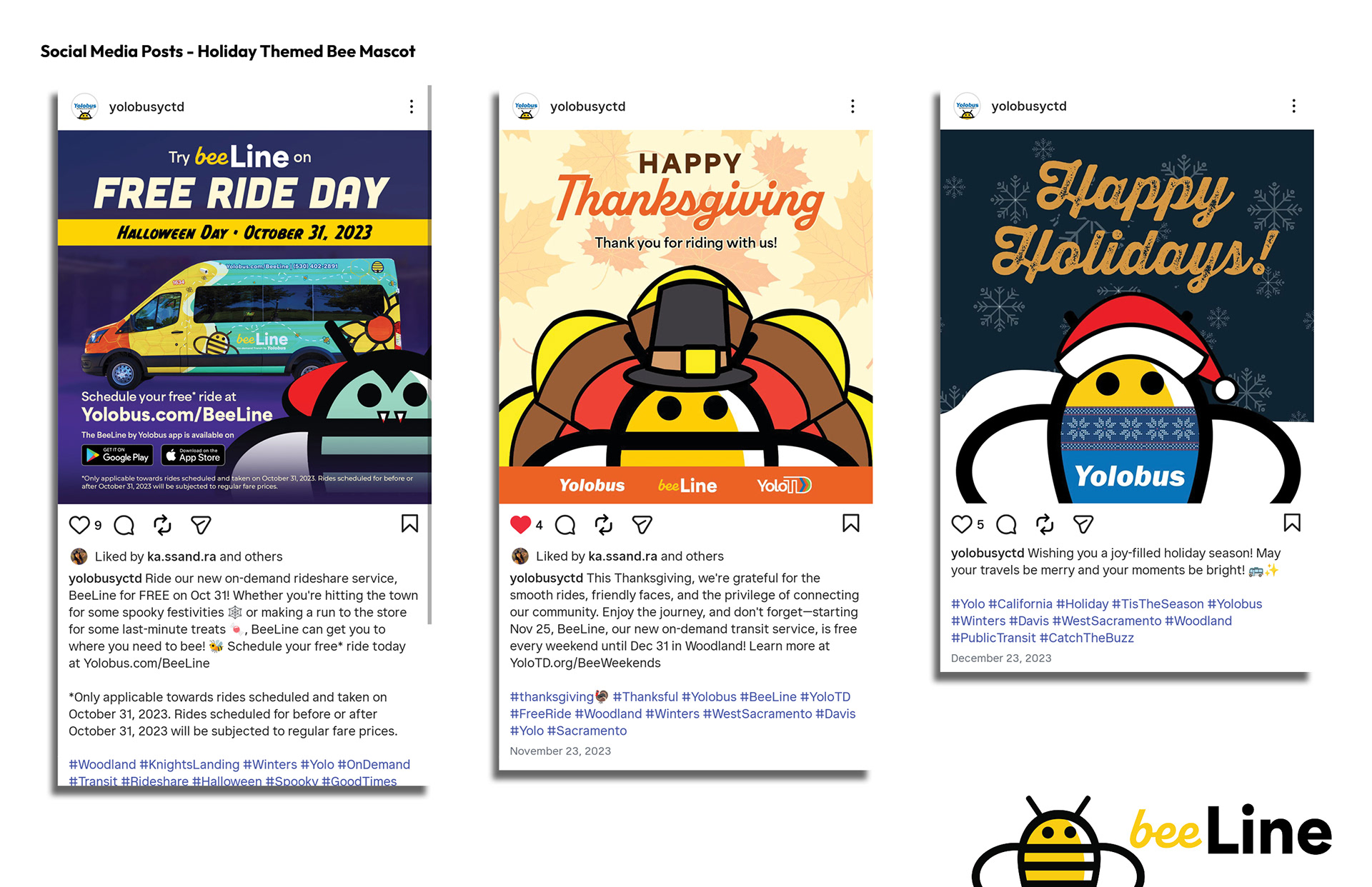 Examples of social media posts to promote BeeLine.