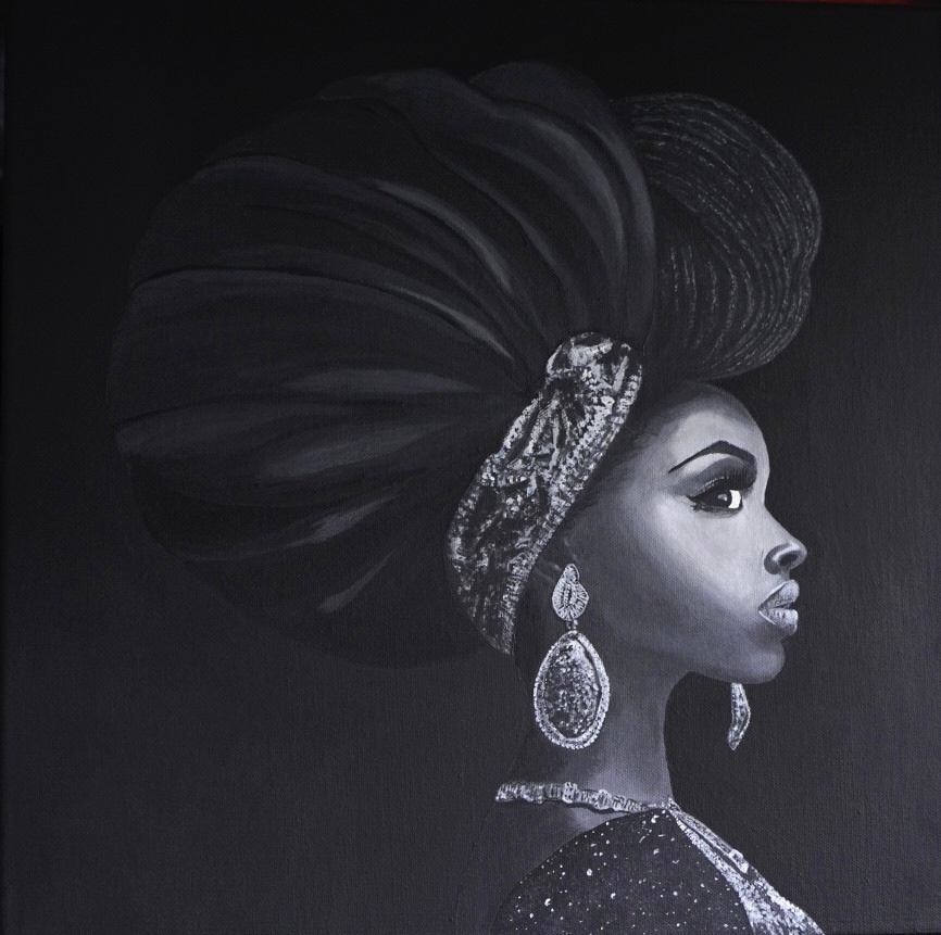 Obsidian 50x50 cm acrylic on canvas 3000kr.