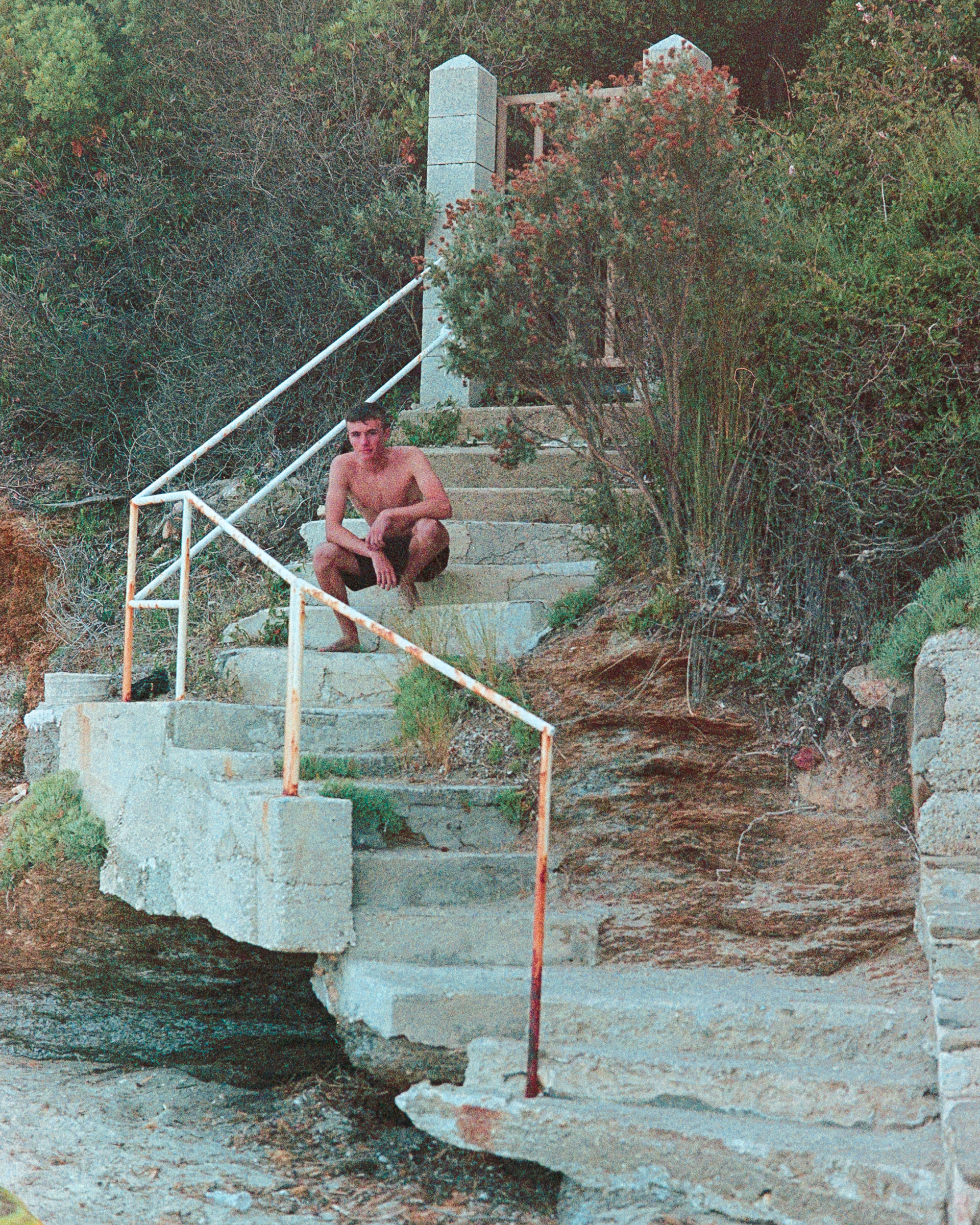 stopping on the staircase