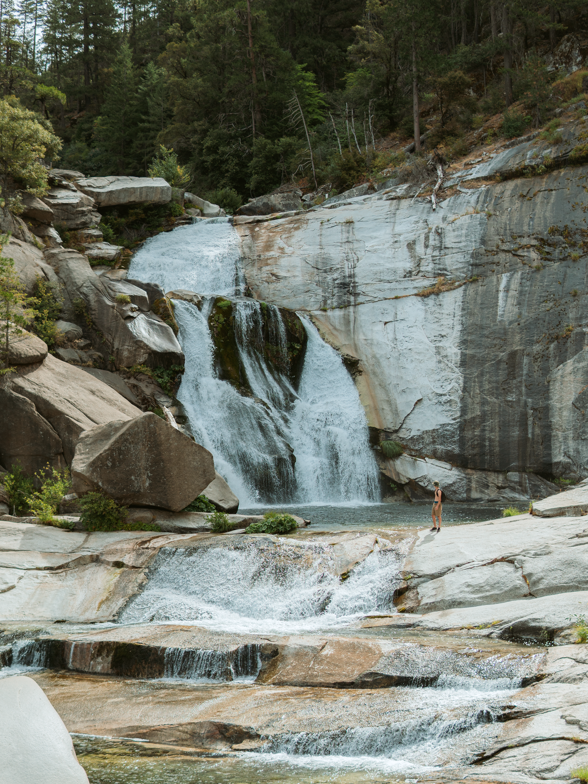 walking through waterfalls