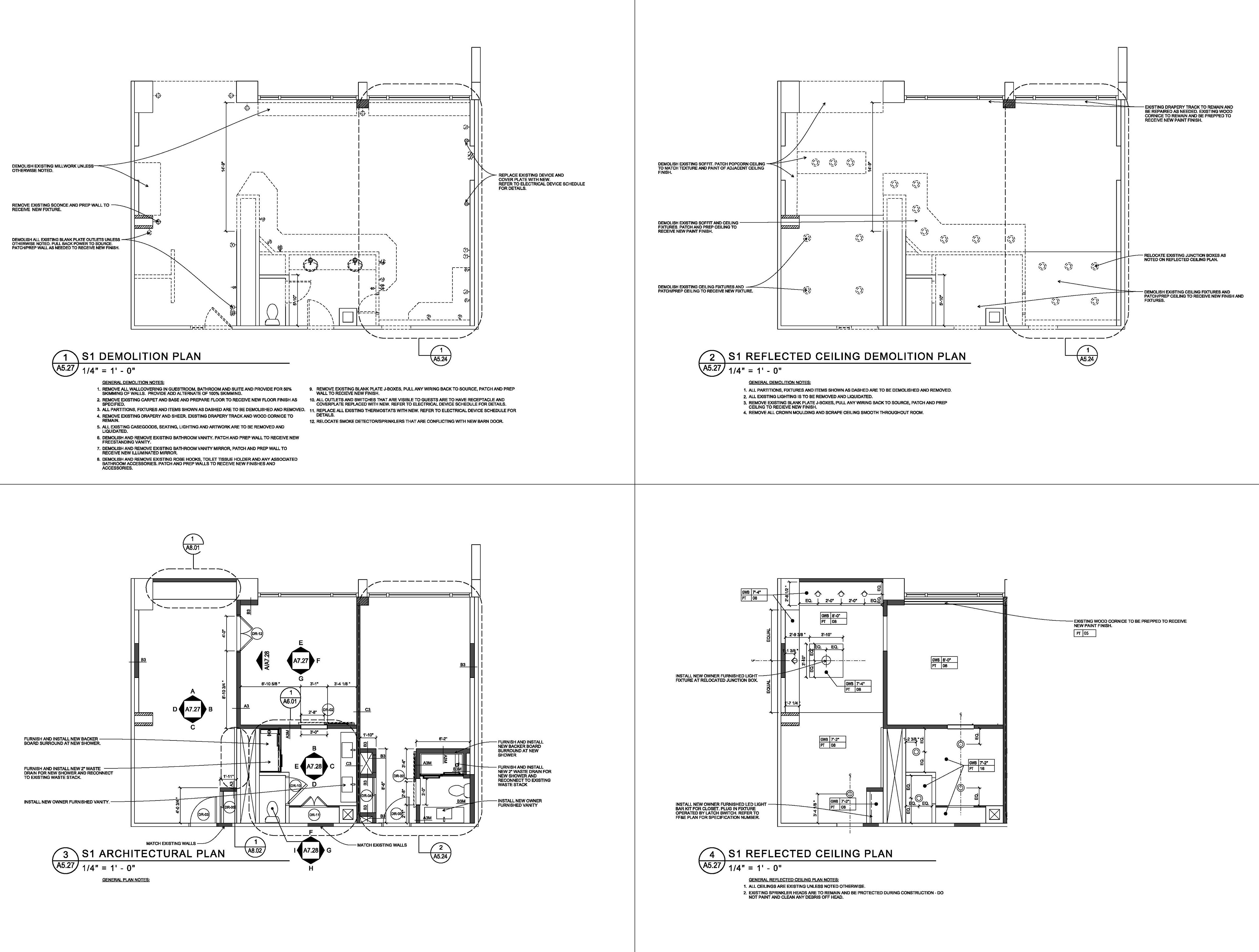 Suite Enlarged Demo, Demo RCP, Architectural & RCP Plans