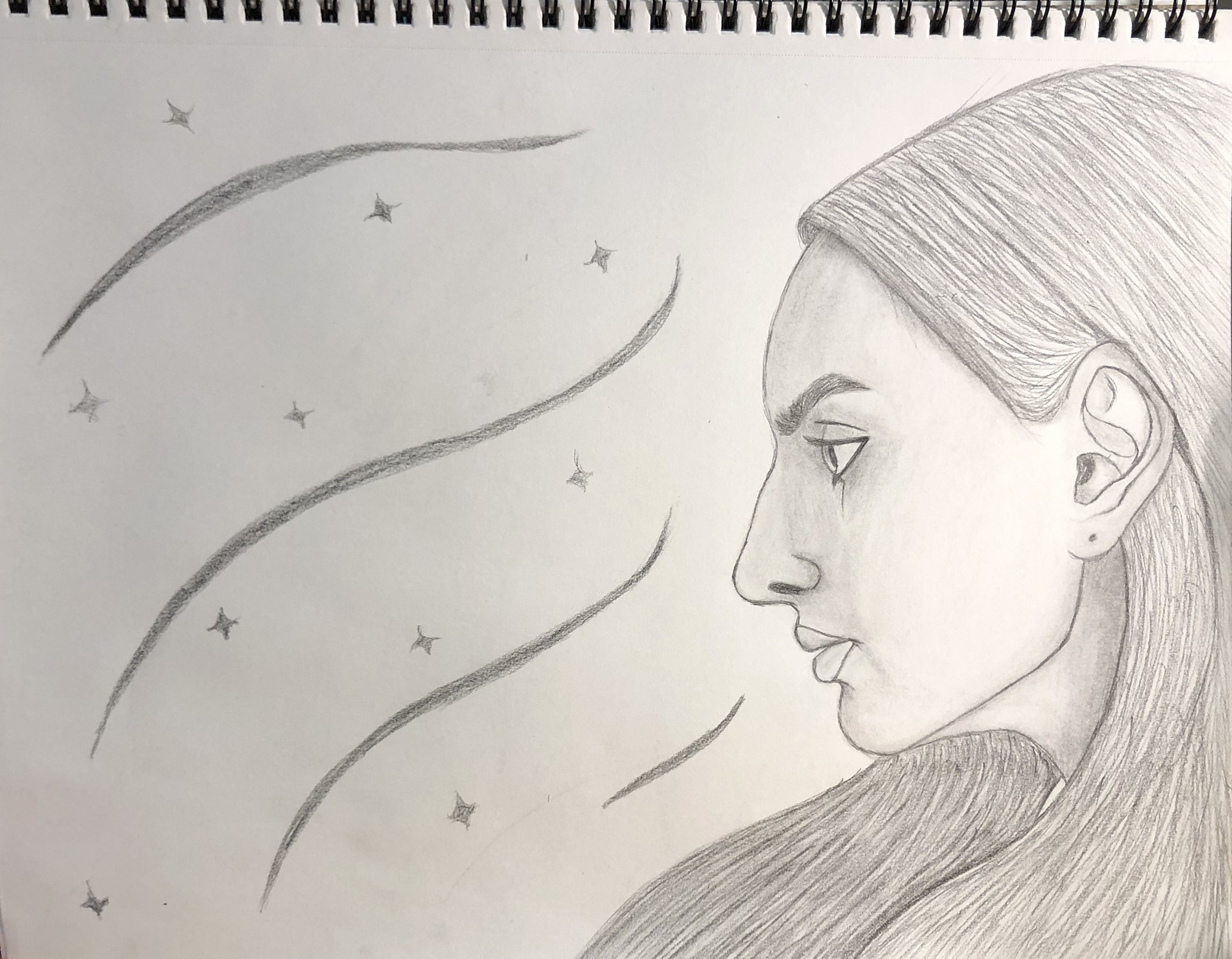 "Self-Portrait". Graphite on drawing paper.