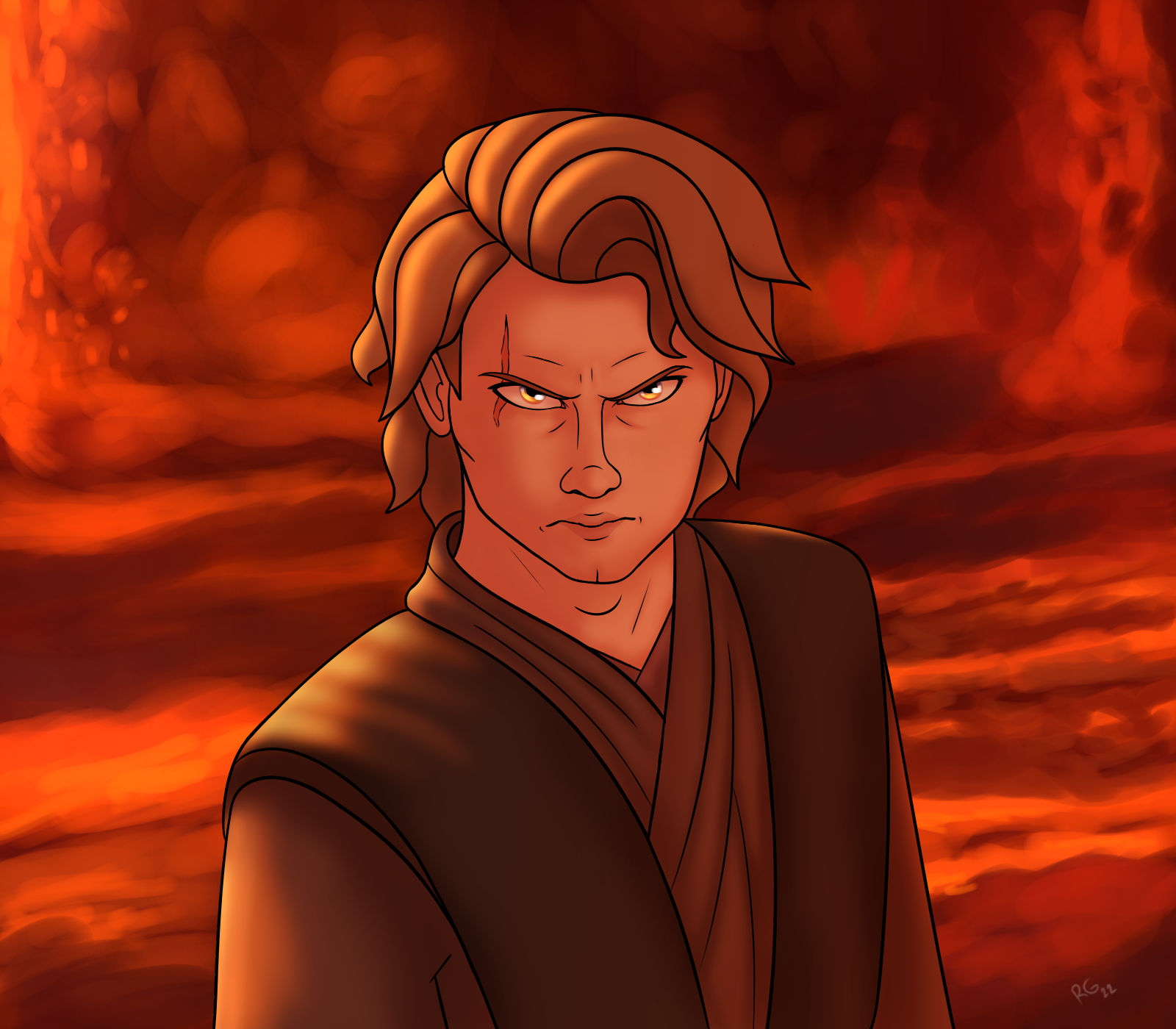 "Anakin on Mustafar". Collaboration with Simone Berry. Responsible for character asset. Photoshop, Clip Studio Paint.