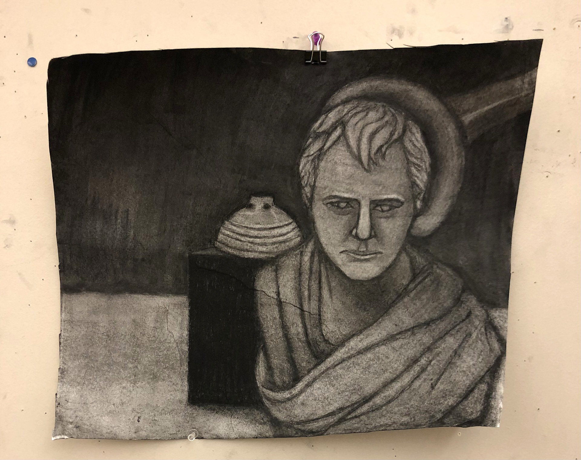 "Drawing Study". Charcoal on charcoal drawing paper.