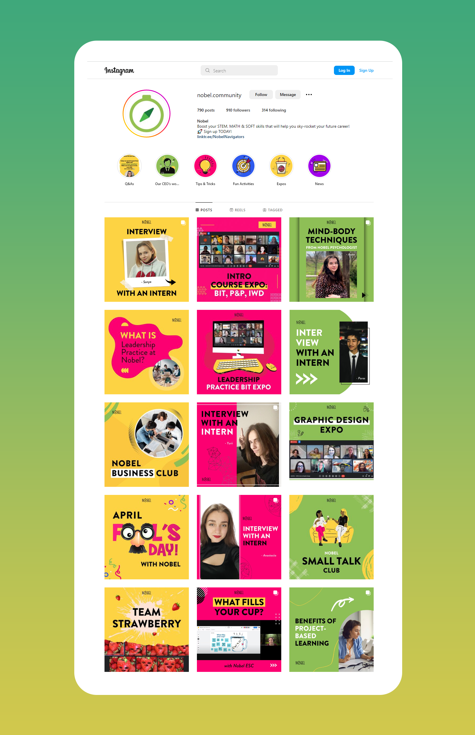 Instagram grid for Nobel Learning