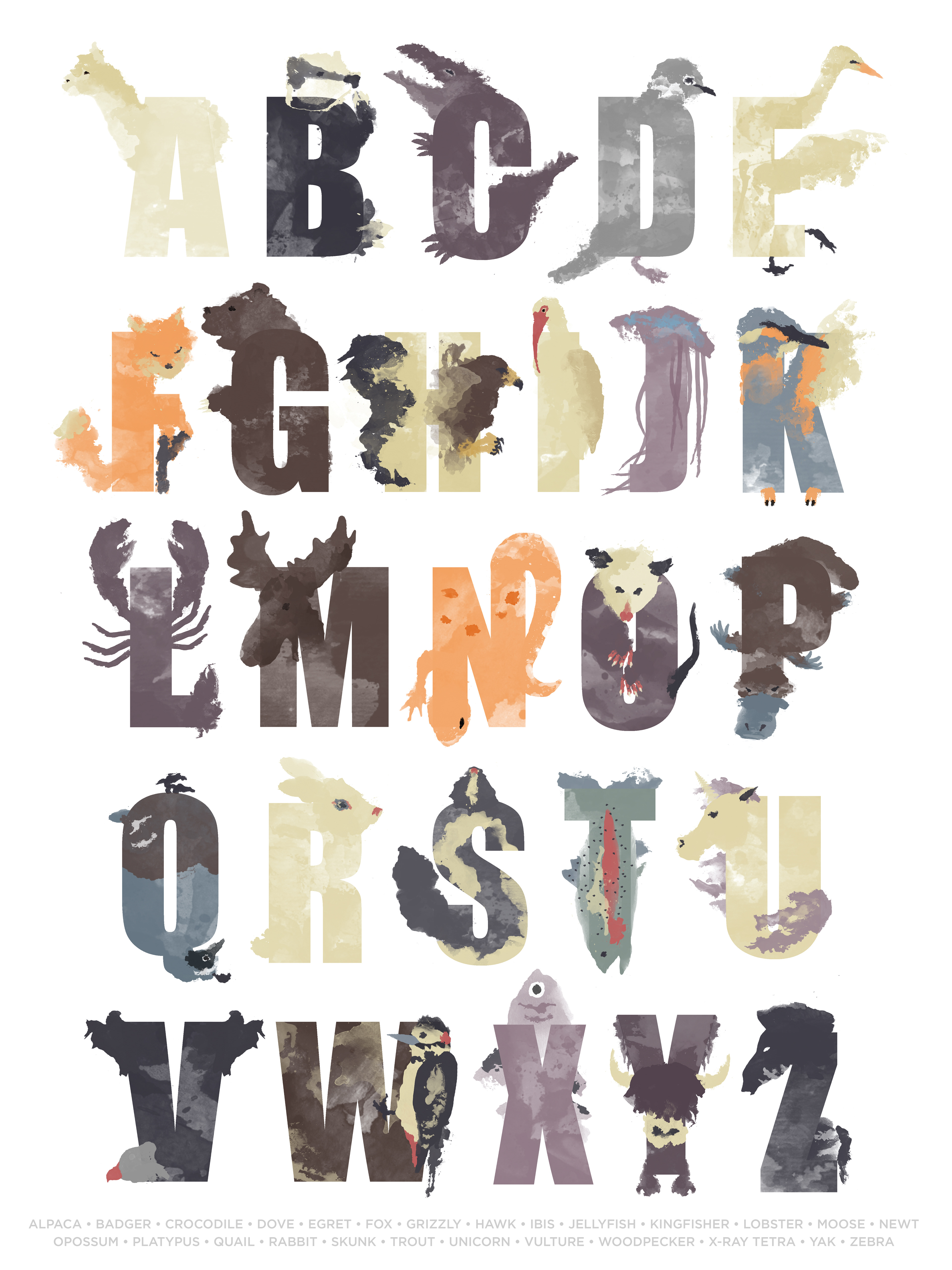 Personal: Watercolor Animal Typeface