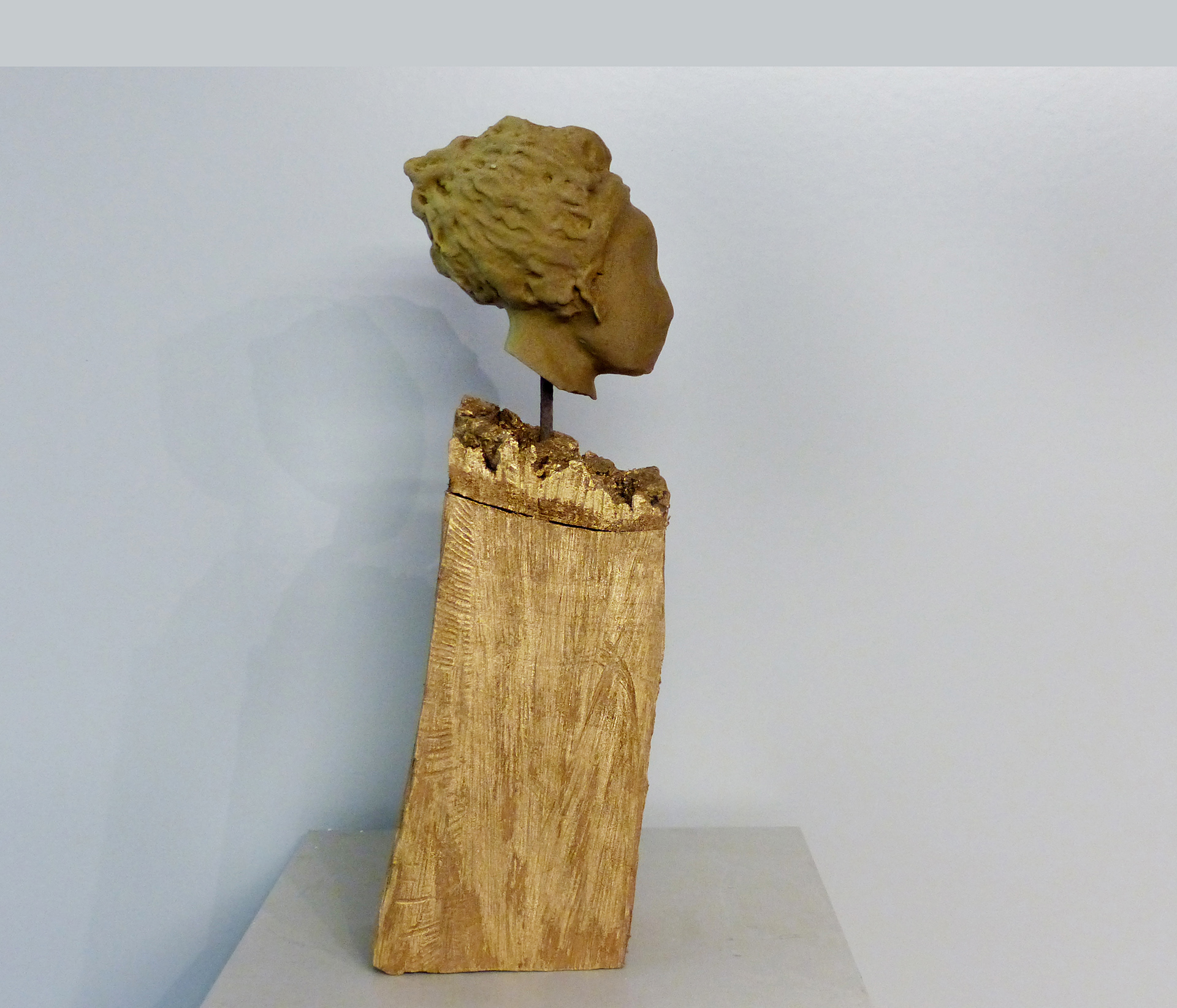 tête Massaï & socle - bois