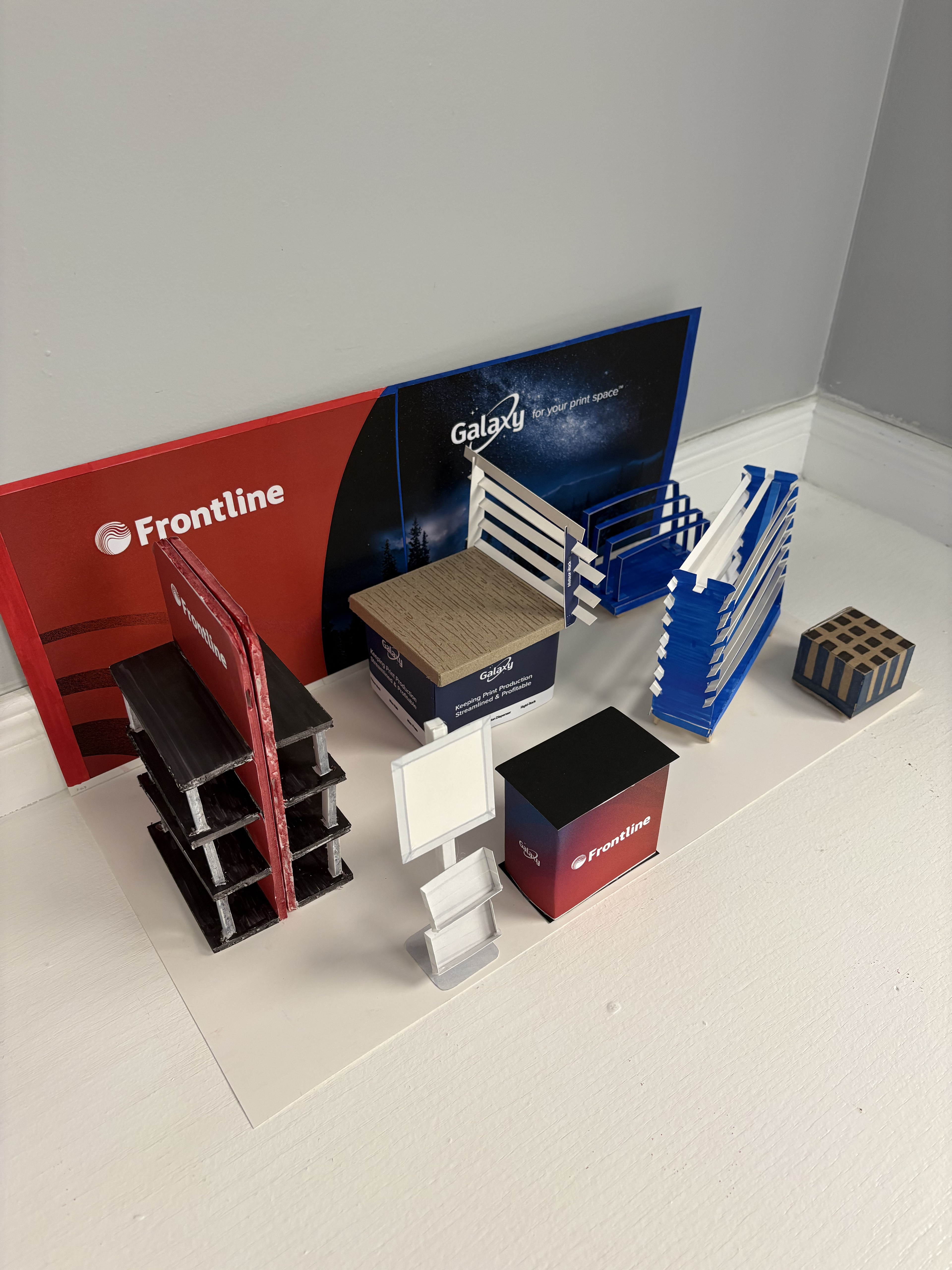 Homemade model of booth & products