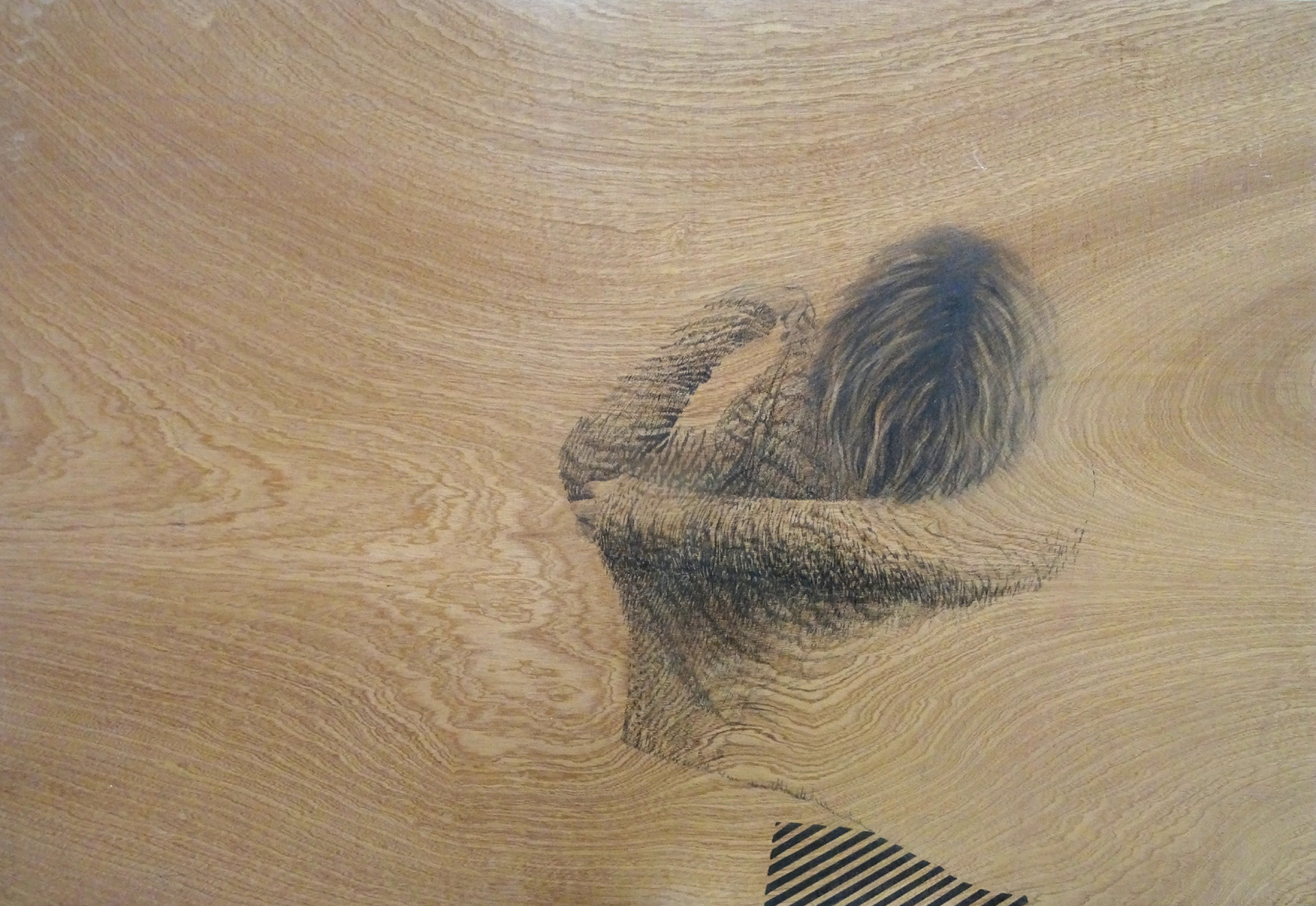 PULL encre de chine sur bois 75/110 cm