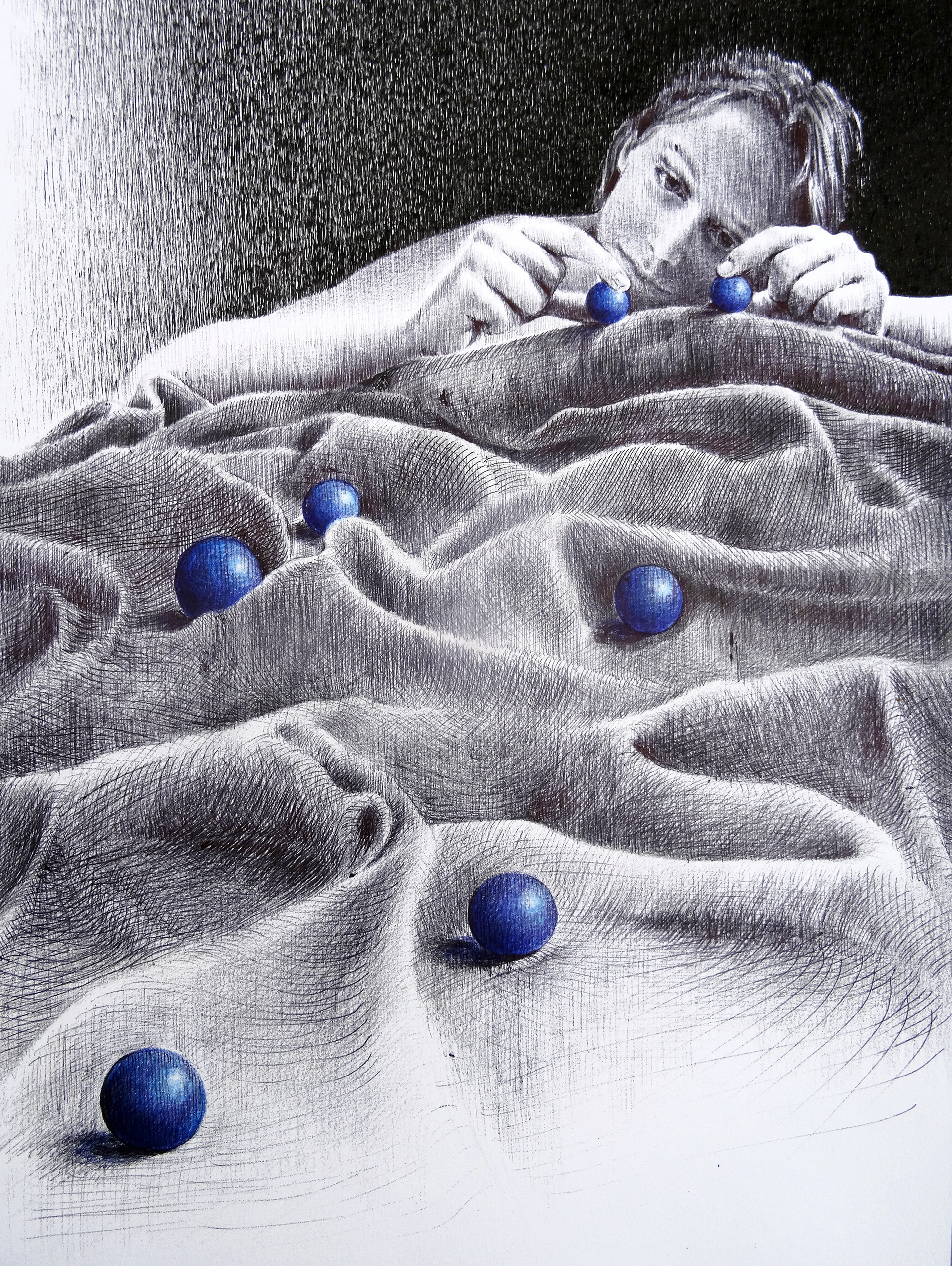 MON ROUYAUME III,  stylo BIC et crayon aquarelle sur papier, A4