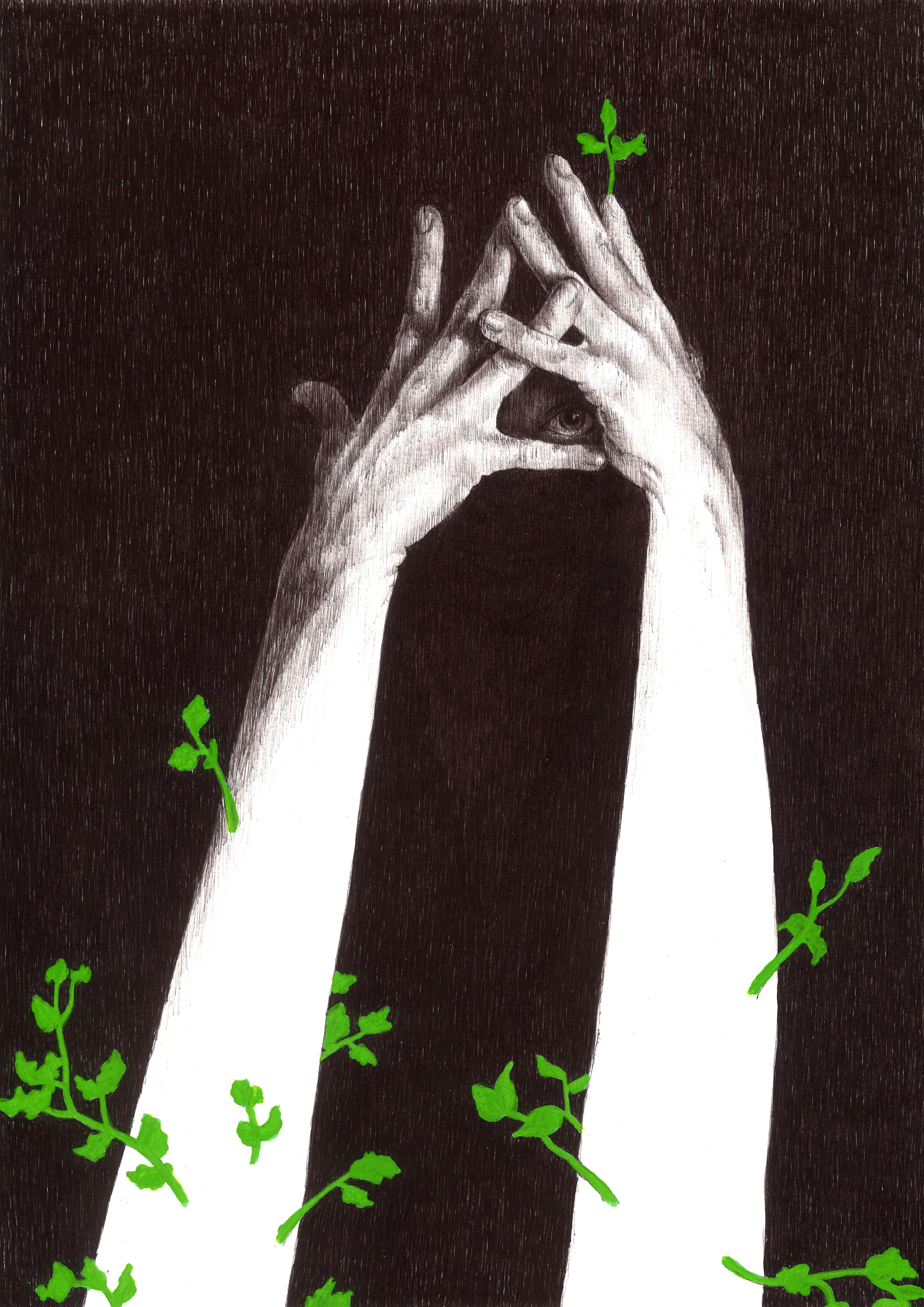 CABANE stylo BIC sur papier 30/42 cm