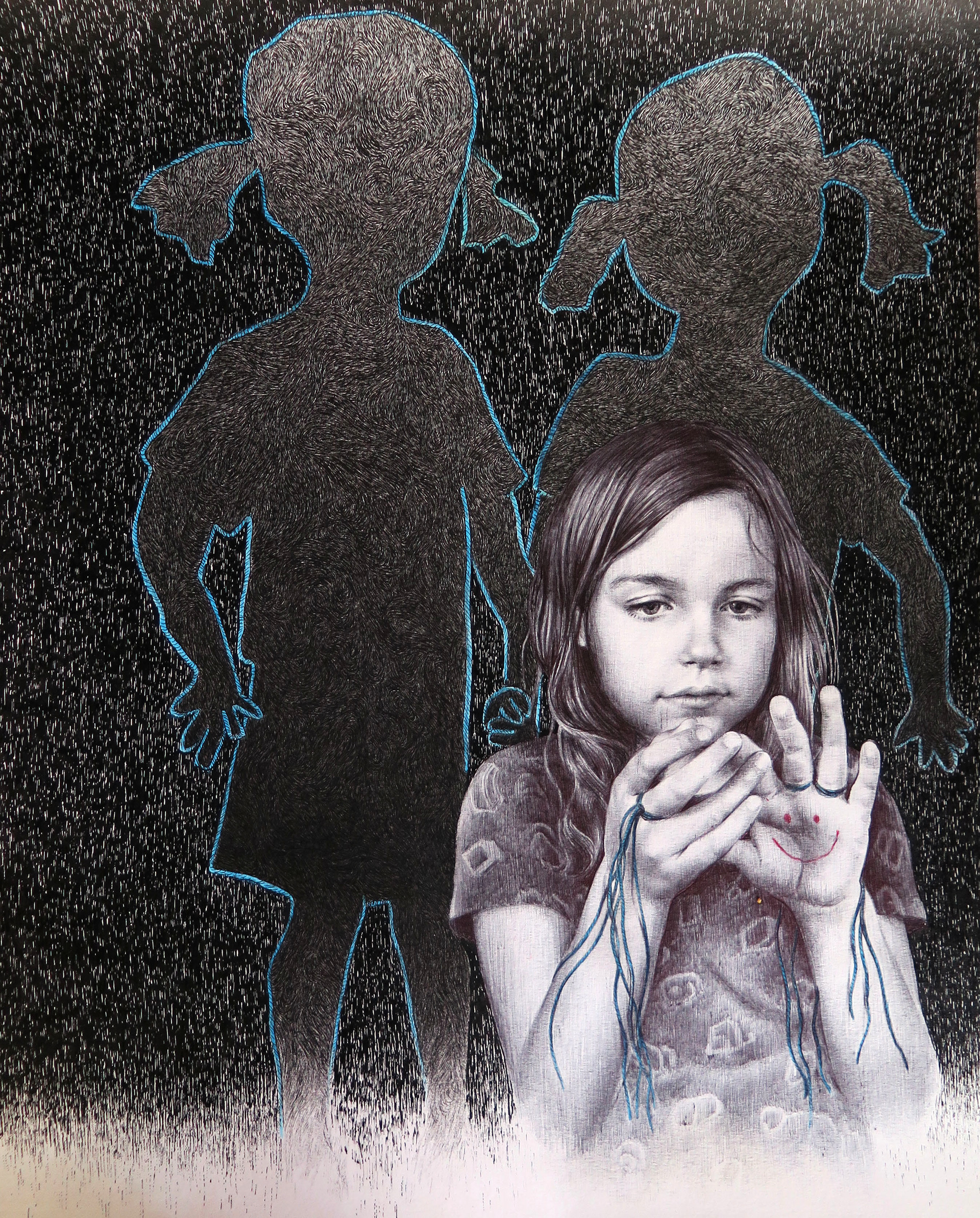 MES SOEURS IMMAGINAIRES stylo BIC sur papier 65/50 cm