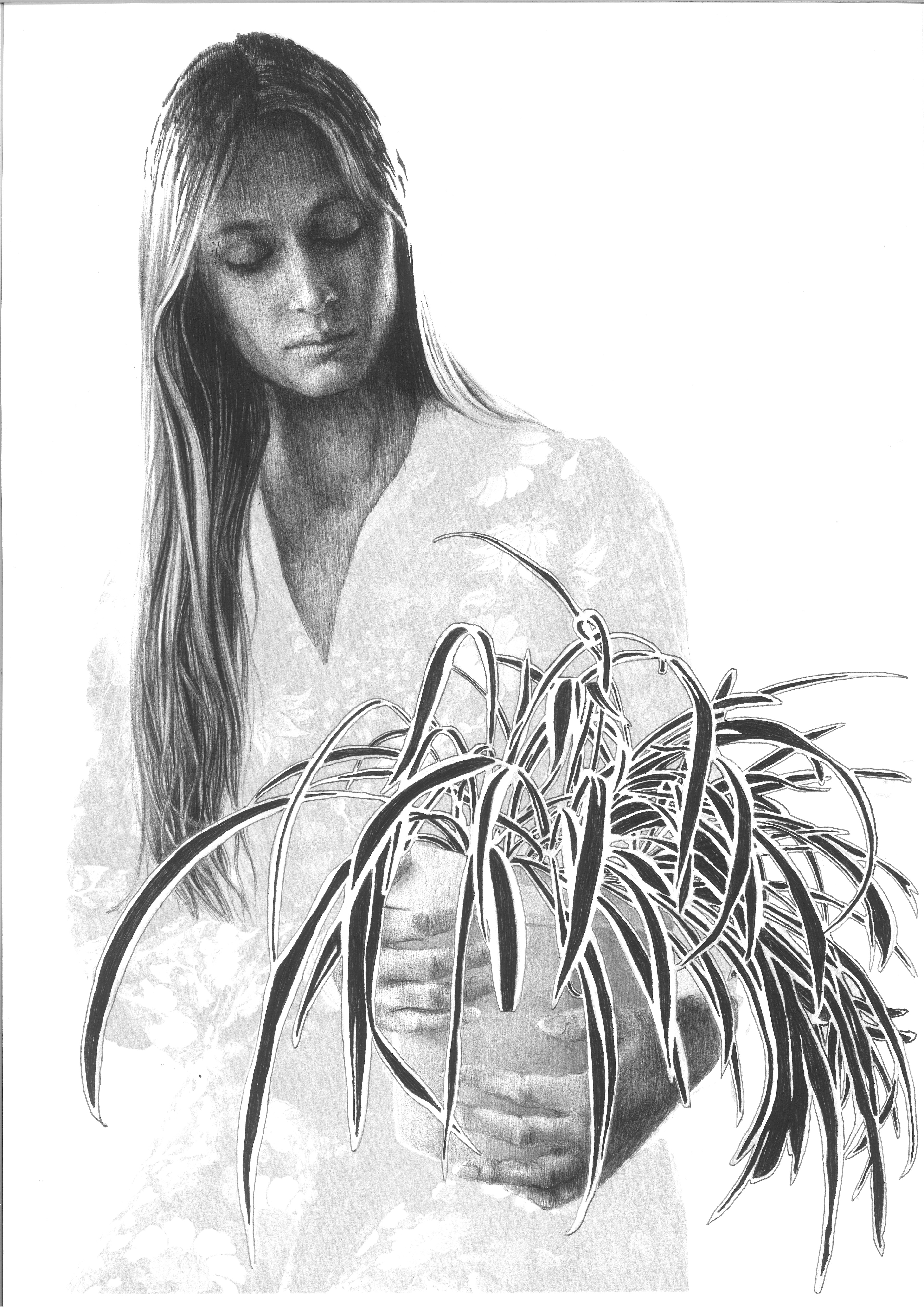 MON REFUGE stylo BIC et transfert sur papier 30/42 cm