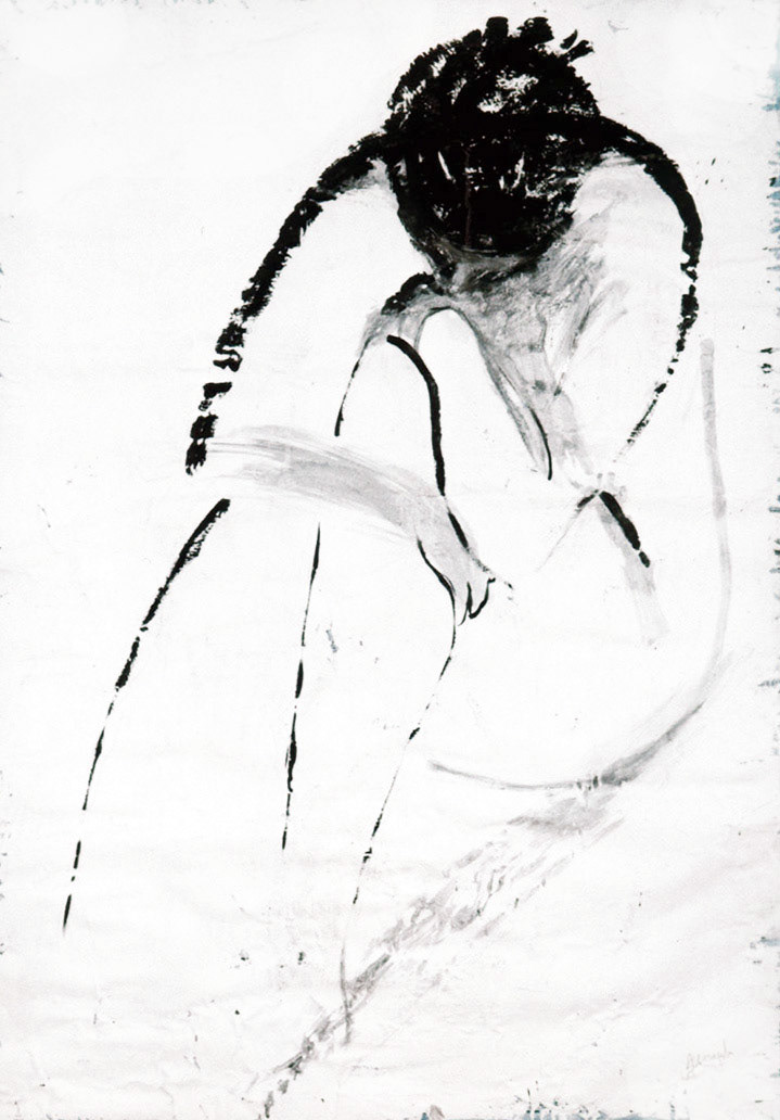 acryl et pastel gras sur papier journal marouflé, 250/180cm