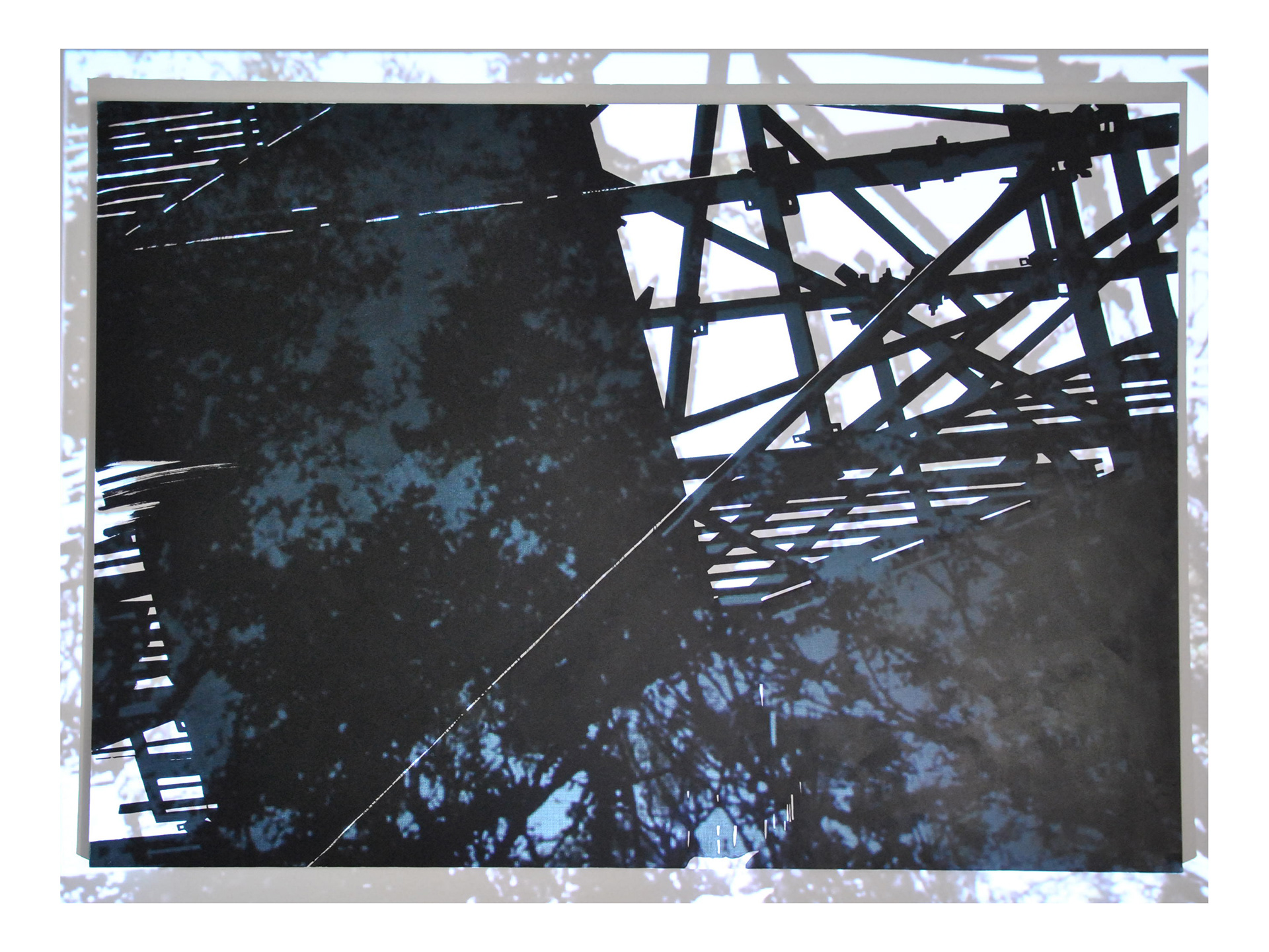 ENTRE DEUX , acryl sur bois, projestion vidéo, 220/150 cm