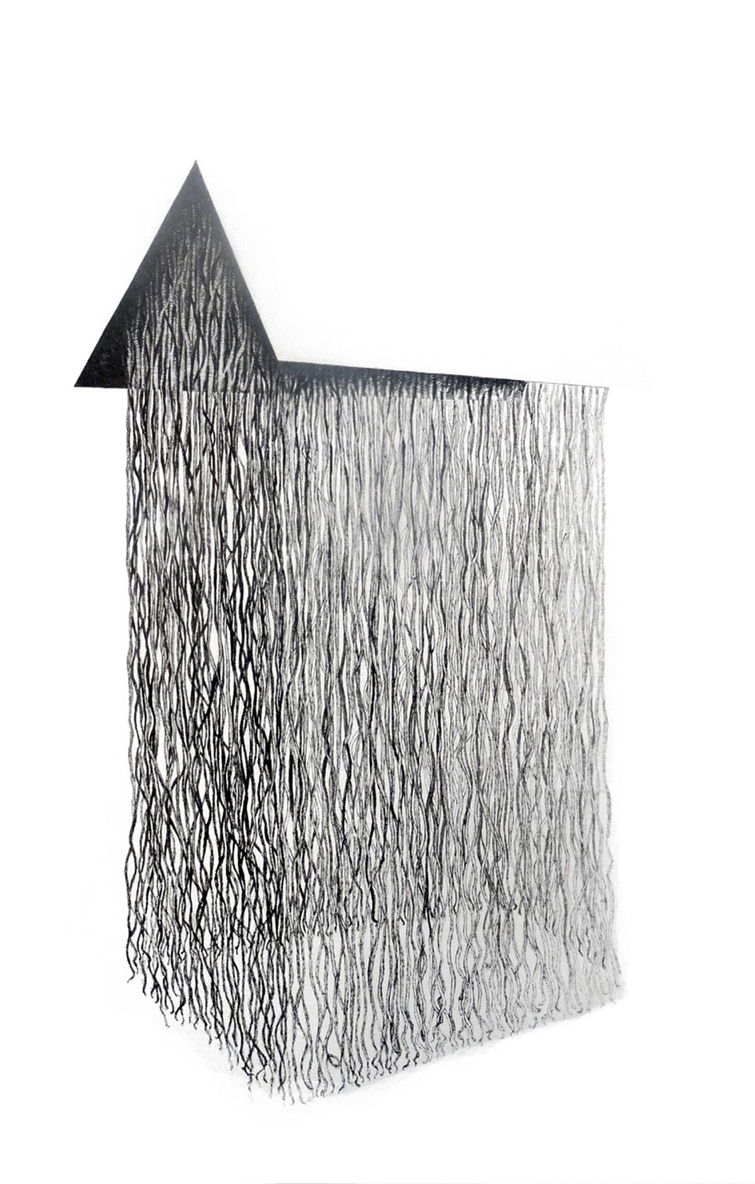 CABANE ENRACINÉE II, encre de Chine, acryl sur bois, 120/50 cm