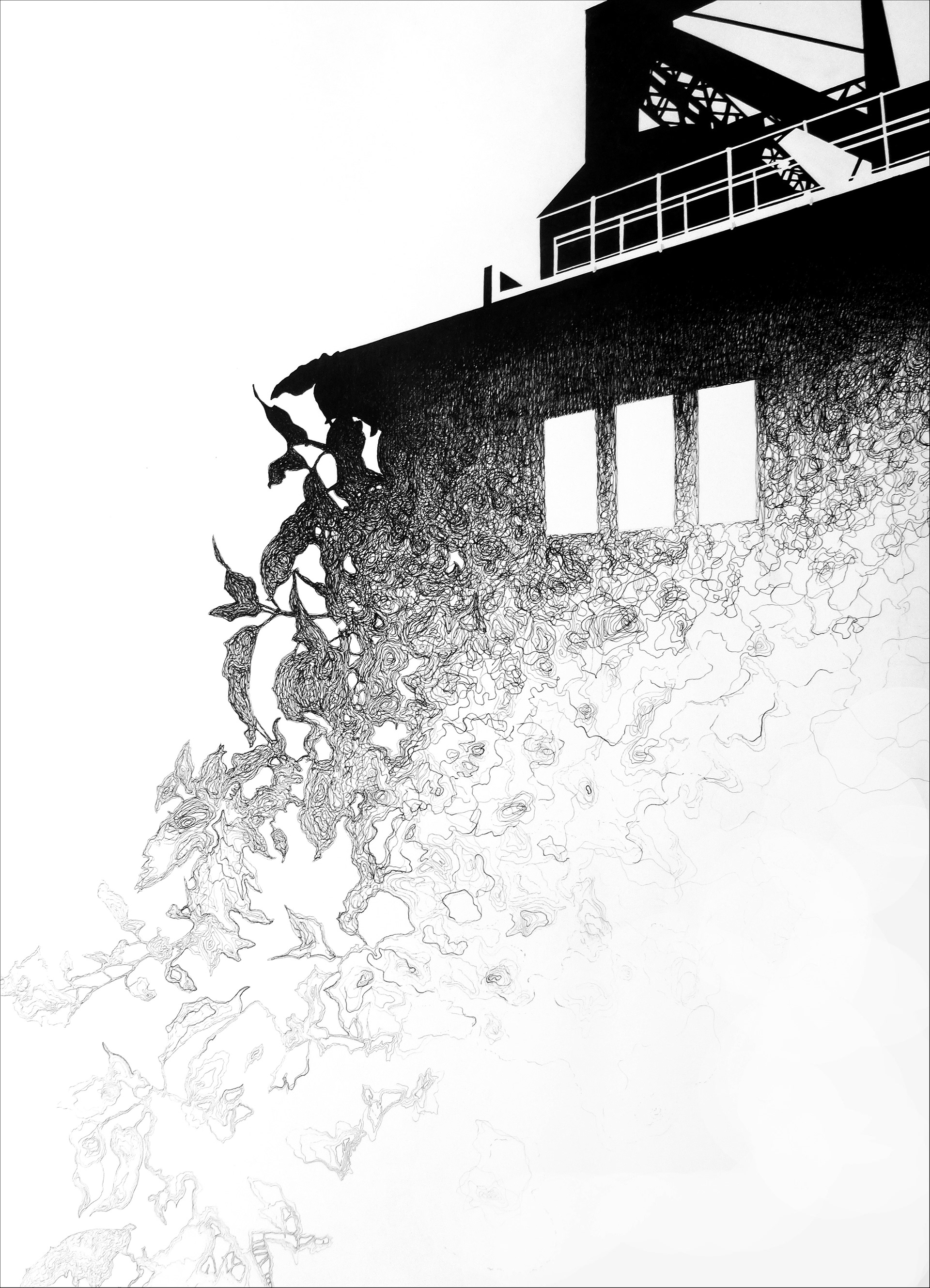 ENTRE DEUX I, encre de Chine sur papier, 59,4 x 84,1 cm