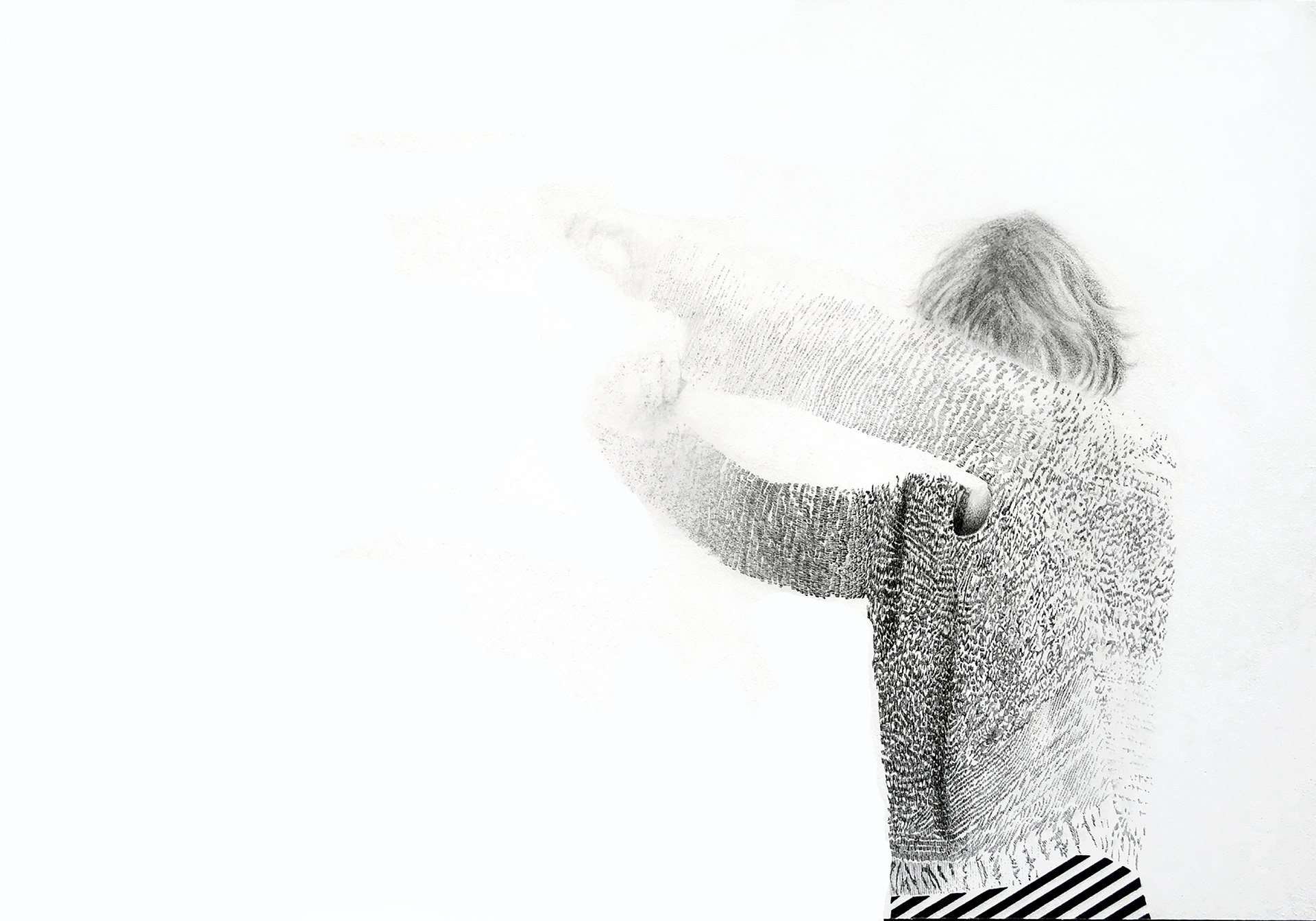 LE MONDE A PORTE DE MAINS II, encre de Chine, crayon papier, acryl sur bois, 80/60 cm