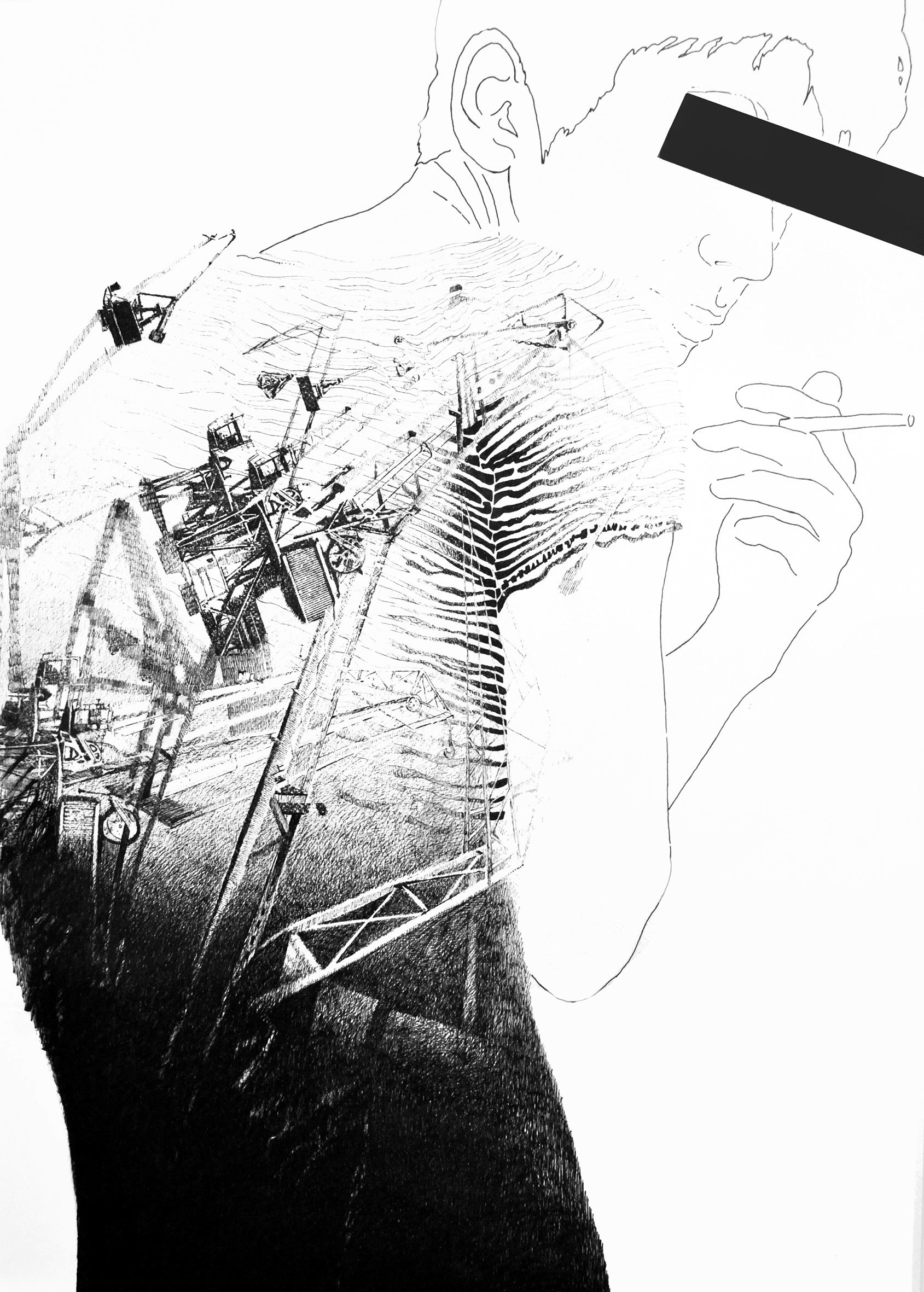 ENTRE DEUX XI, encre sur papier, 60/84cm