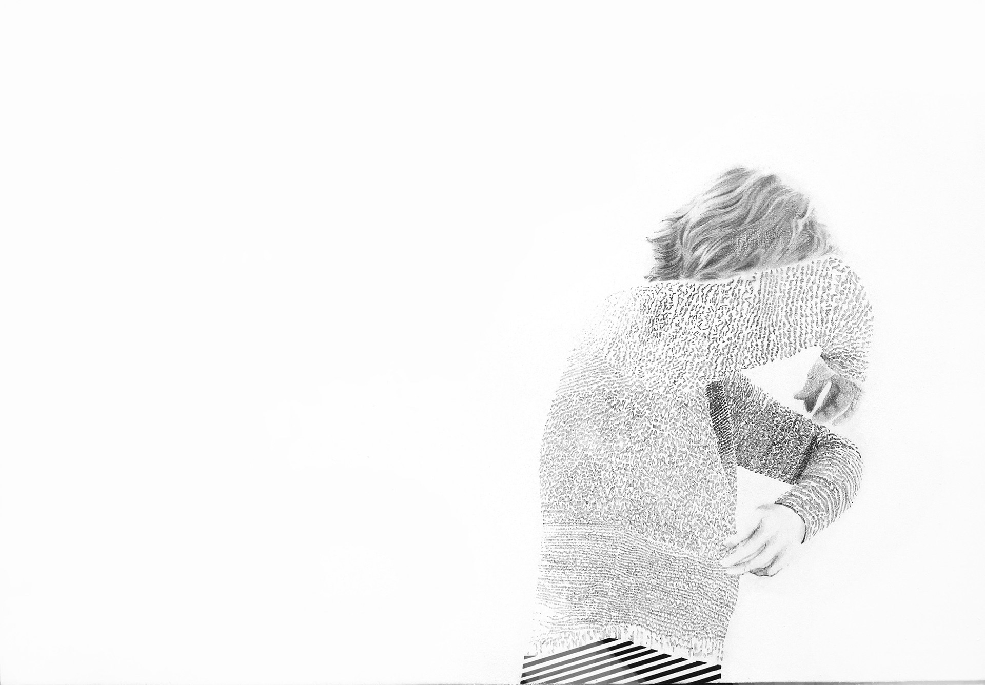 PULL encre, crayons papier, peinture acryl sur bois 75/100 cm 