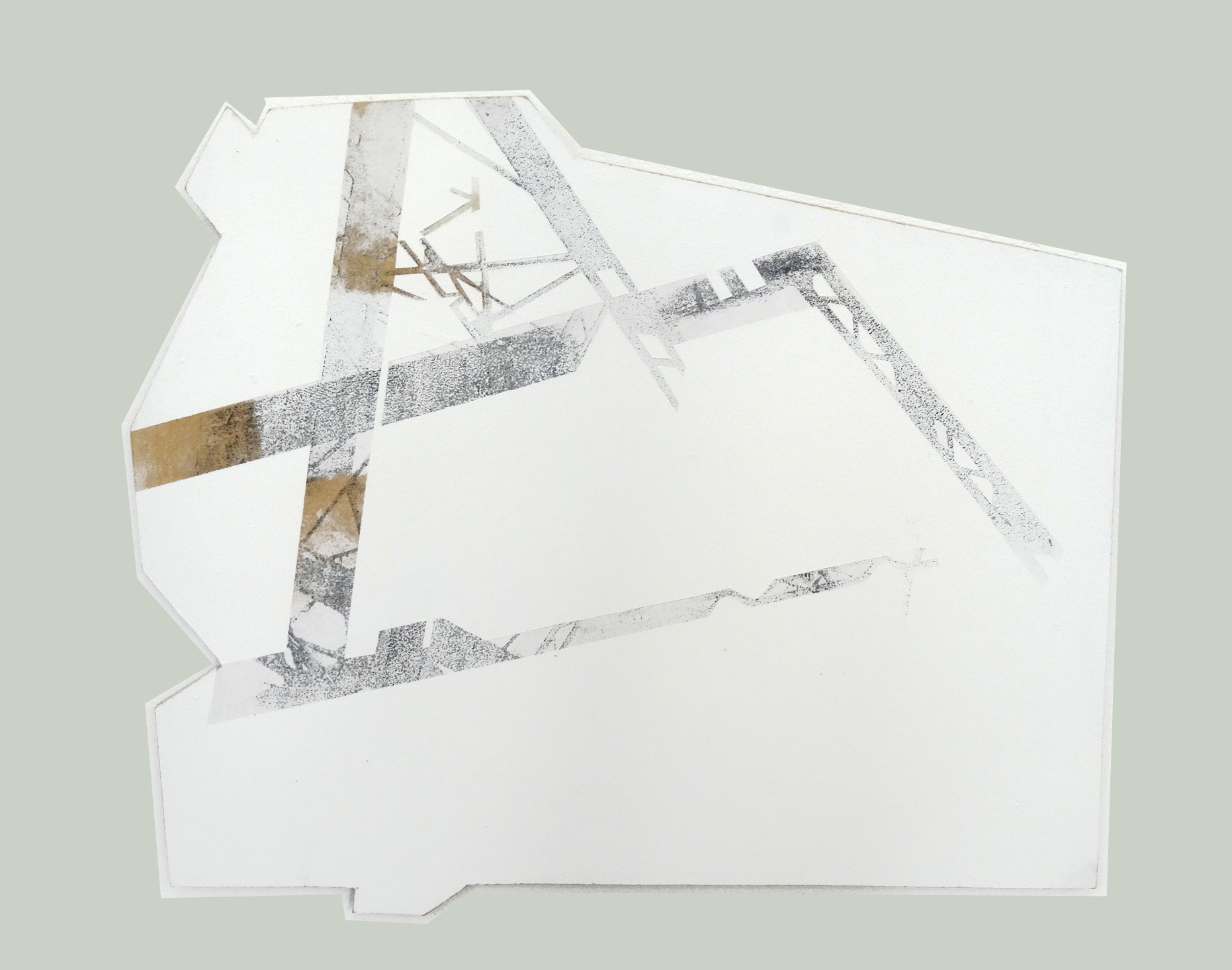 PUZZLE II, transfert photo, acryl sur bois découpé, environ 35/45 cm