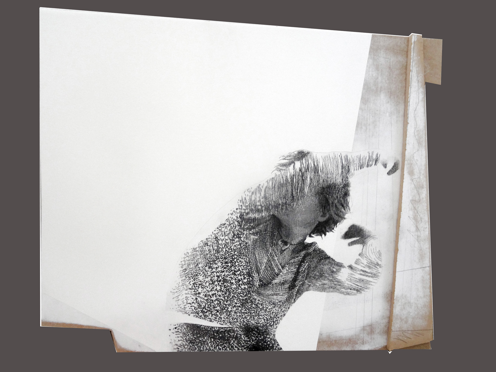 ESPACE encre de chine, crayons papier, peinture acrylique sur bois 