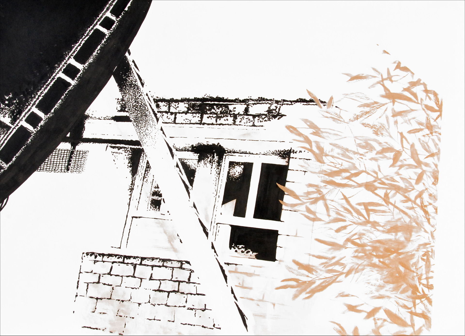 ENTRE DEUX VII, acryl sur bois gravé, 180160 cm